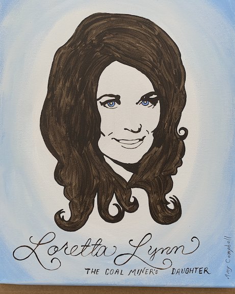 Loretta Lynn by Amy Campbell, 11 x 14, acrylic on canvas