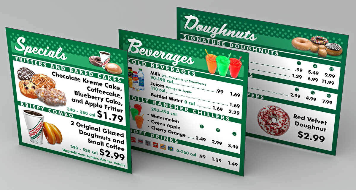 Signage I created for Kripsy Kreme stores.