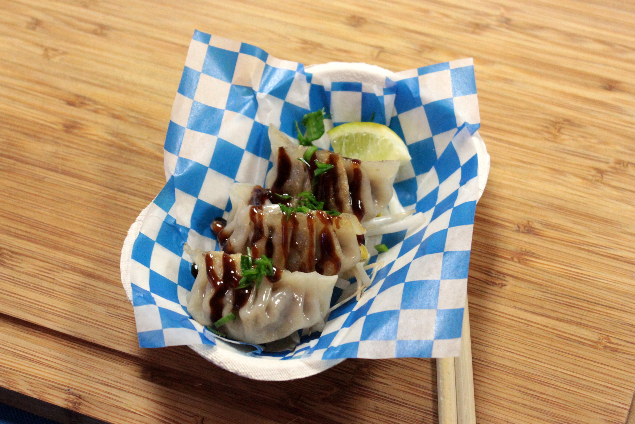 Pho Dumplings with beef, pho spices, noodles, sprouts