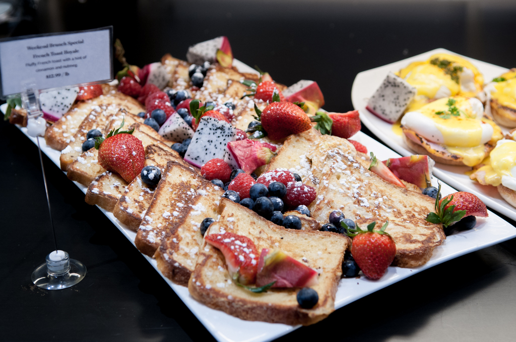 Brunch is served at the champagne bar and offered to-go at the prepared foods counter
