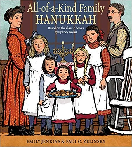 Kids Book of the Week (November 19, 2018) All-of-a-Kind Family Hanukkah by Emily Jenkins and Paul O. Zelinsky When I first started to read on my own I couldn’t get enough of Sydney Taylor’s All-of-a-Kind Family chapter books, which I recently heard called the “Jewish Little House on the Prairie .” The series follows five sisters as they grow up in New York City during the first few decades of the 20th century, recording family dramas (low-key) and traditions. So I was thrilled to see that an award-winning children’s author and illustrator had teamed up to create a picture-book introduction to these not-all-that-well-known classics. Vibrant, page-filling pictures, which often give the delicious feeling of peeking into a dollhouse, are the backdrop for the story, starring 4-year-old Gertie, who is frustrated that she’s not old enough to help make the latkes, just before finding out that she is the perfect age to light the first candle on the menorah. Any young person who enjoys the book this year will most certainly be ready to start on the series by Hanukkah-time next year. (Ages 3 to 6) —Liz