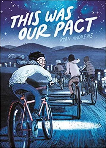Kids Book of the Week (June 24, 2019) This Was Our Pact by Ryan Andrews Everyone always says that the lanterns they set off during the annual Autumn Equinox Festival eventually turn into stars. This year Ben and a group of friends, accompanied by unwanted tag-along Nathaniel, make a pact to follow the lanterns down the river further than anyone has before to find out if it's true. Only Ben and Nathaniel keep their word to "never look back" and together they embark on an enchanting adventure that is both funny and heartwarming. This Was Our Pact is a beautifully illustrated graphic novel for anyone who loves the quiet kind of magic you can typically find only in a Ghibli movie. (Ages 10 to 14) —Gabi