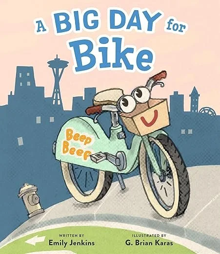   Kids' Book of the Week (March 23, 2026)    Phinney by Post Kids Book #122     A Big Day for Bike    by Emily Jenkins and Brian Karas  Bike is nervous for her first day as a rental bicycle. What if no one wants a ride? Her fears are soon put to rest