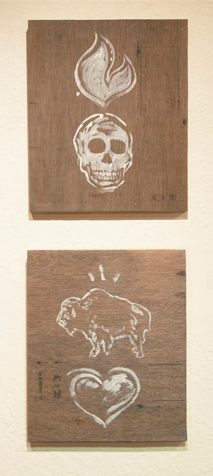 Skull With Flame, Bison With Heart  