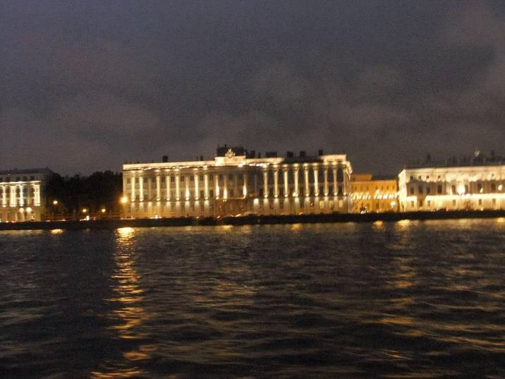 View from the Neva river at night, St. Petersburg.