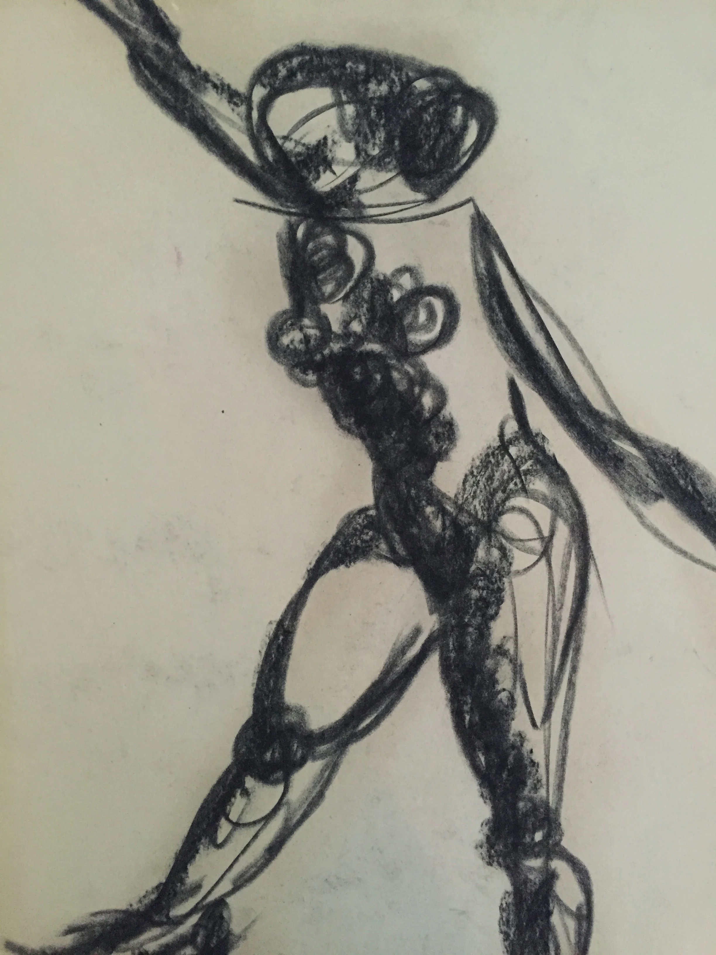 Vintage Charcoal Female Nude Frank J. Bette c.1950s