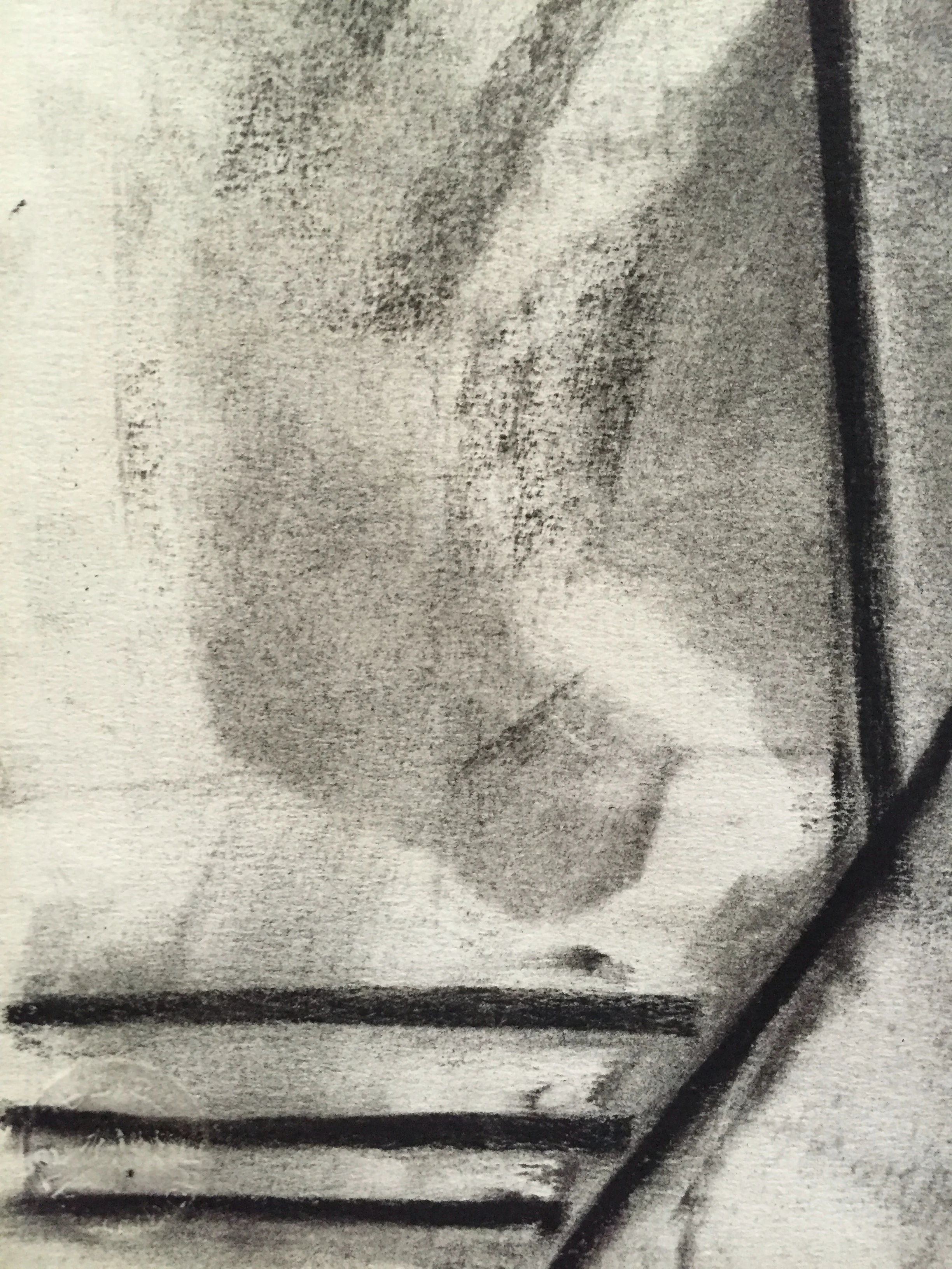 1950's Charcoal Standing Male Nude Study Henry Woon