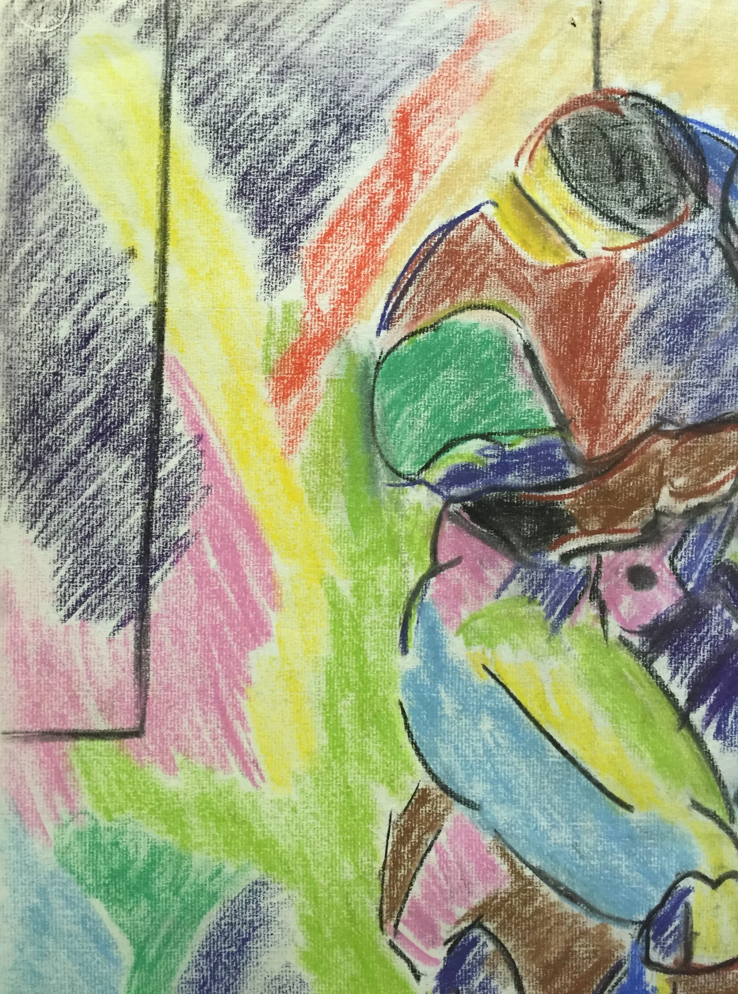 1950's Pastel Study of Male Nude Statue Henry Woon