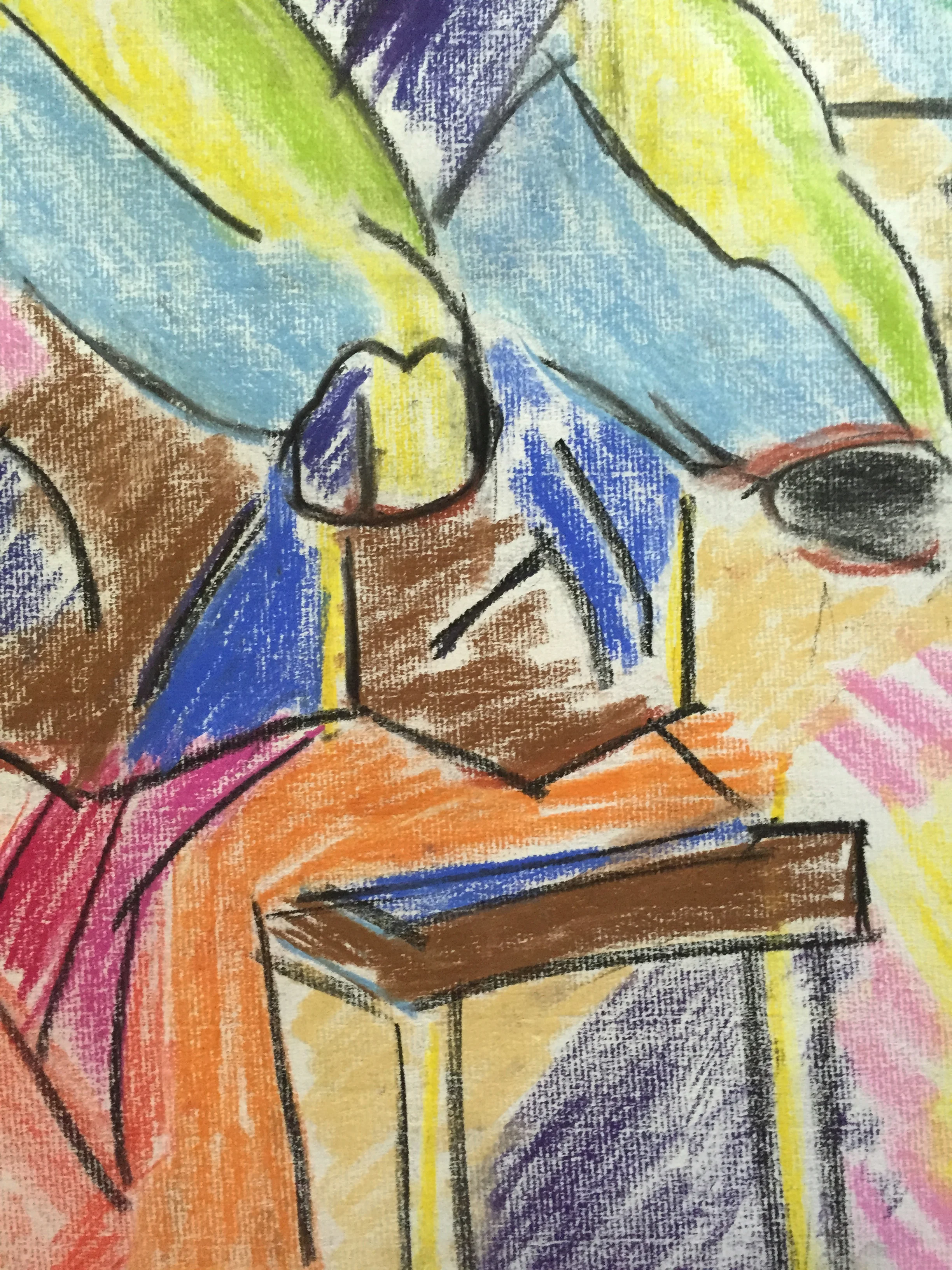 1950's Pastel Study of Male Nude Statue Henry Woon