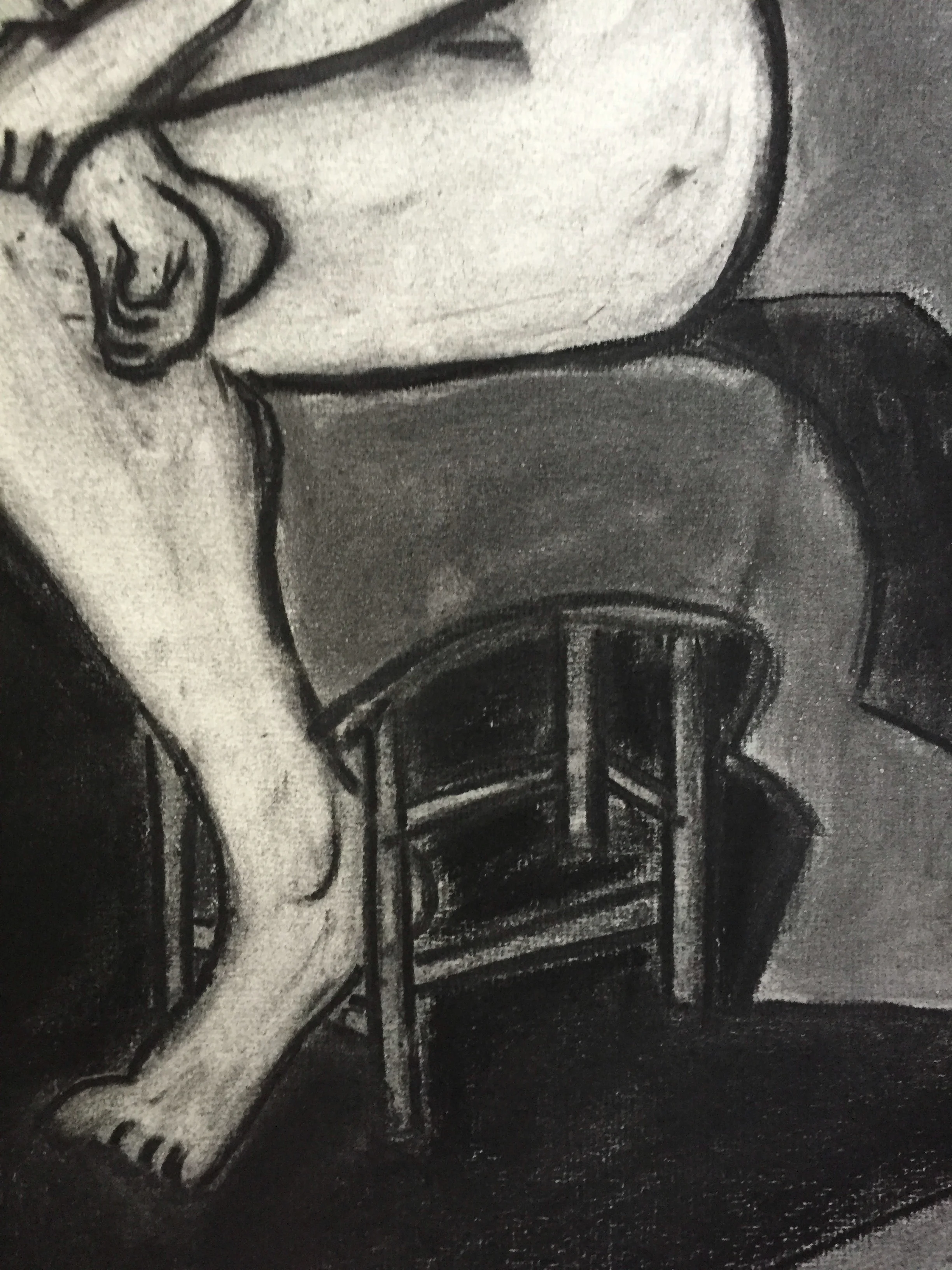 1950's Study Female Seated Nude Conti Crayon Henry Woon