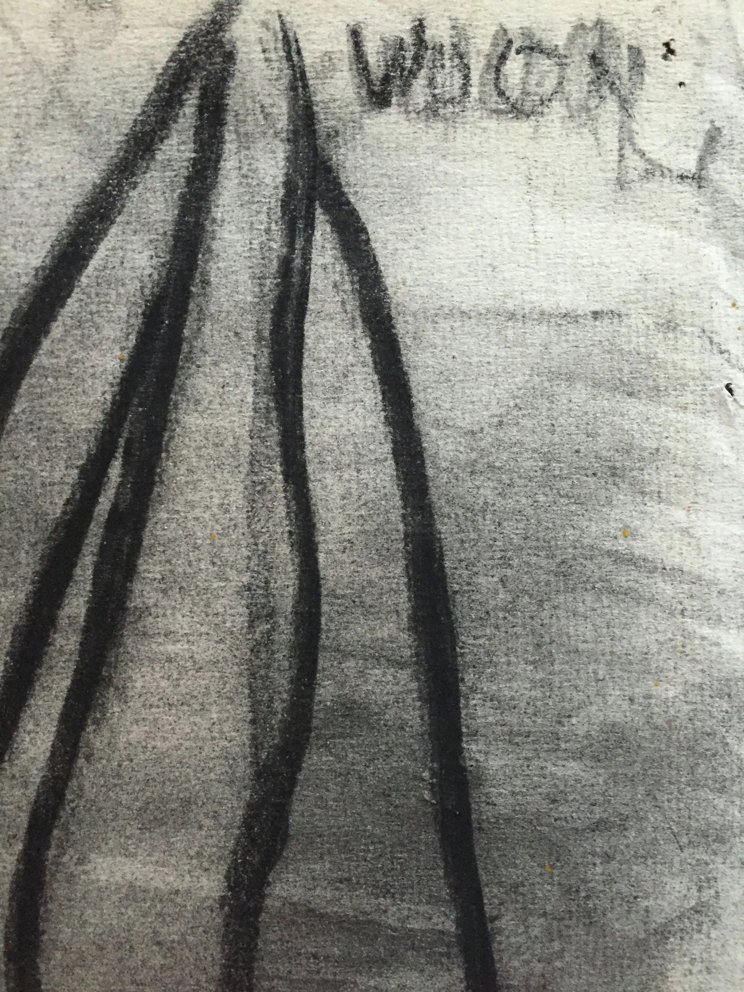 Henry Woon 1950's Charcoal Abstract