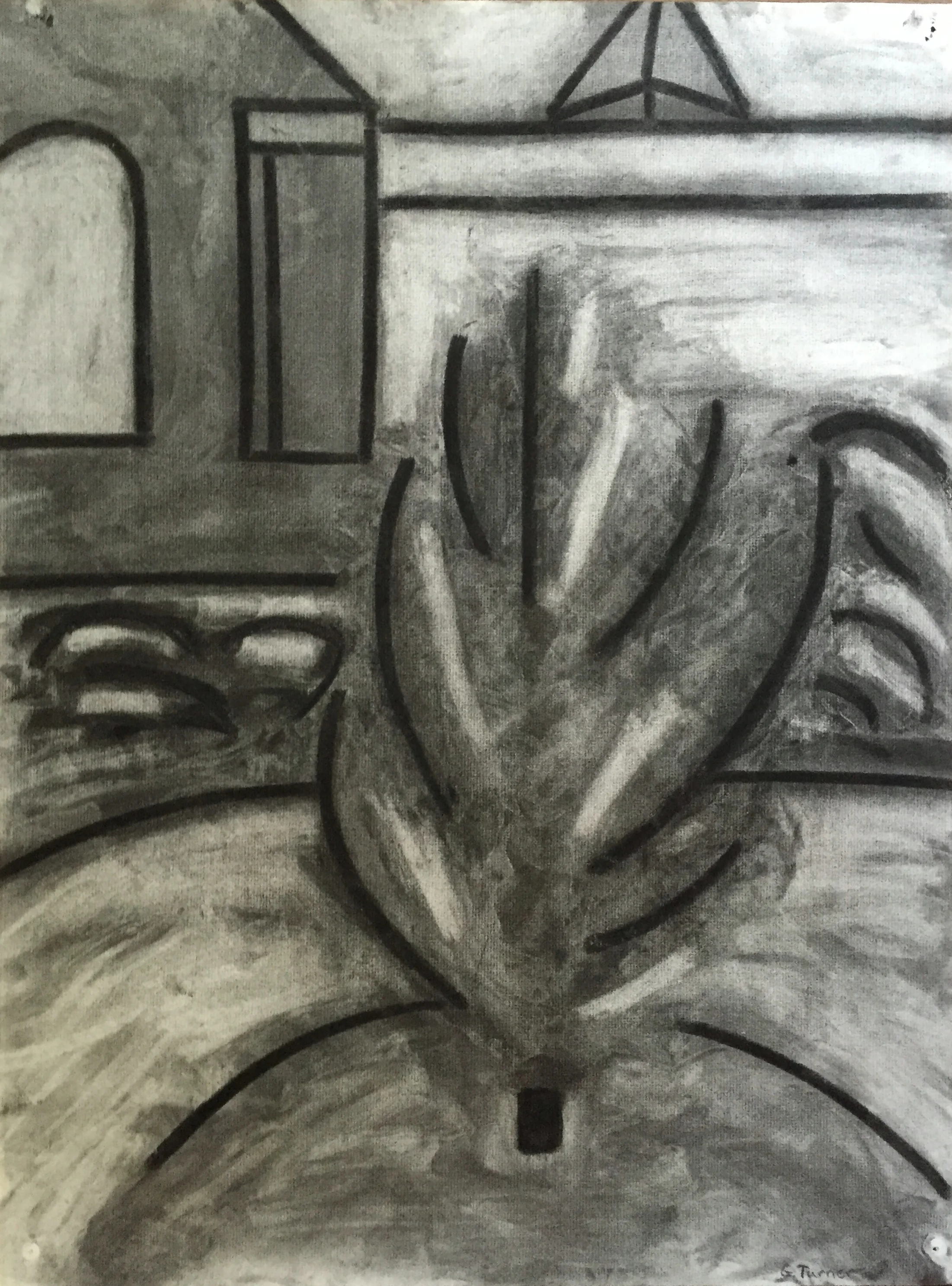 1970's Abstract Charcoal Still Life G. Turner