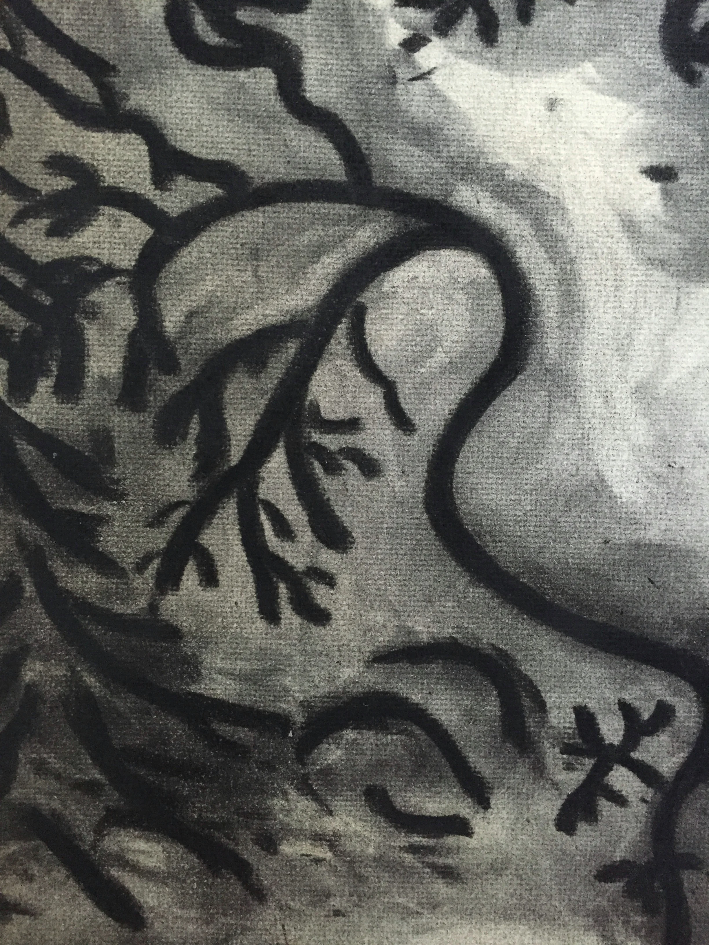 1970's Charcoal Expressionist Still Life of Branches G. Turner