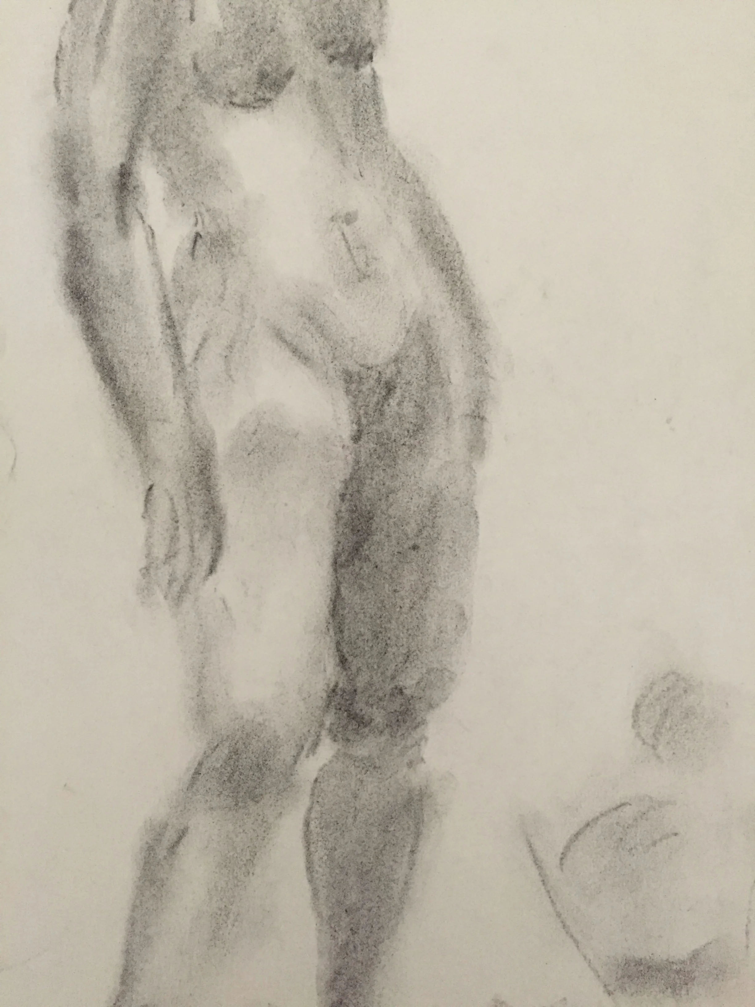 1970's Charcoal Female Nude With Ponytail Frank J. Bette
