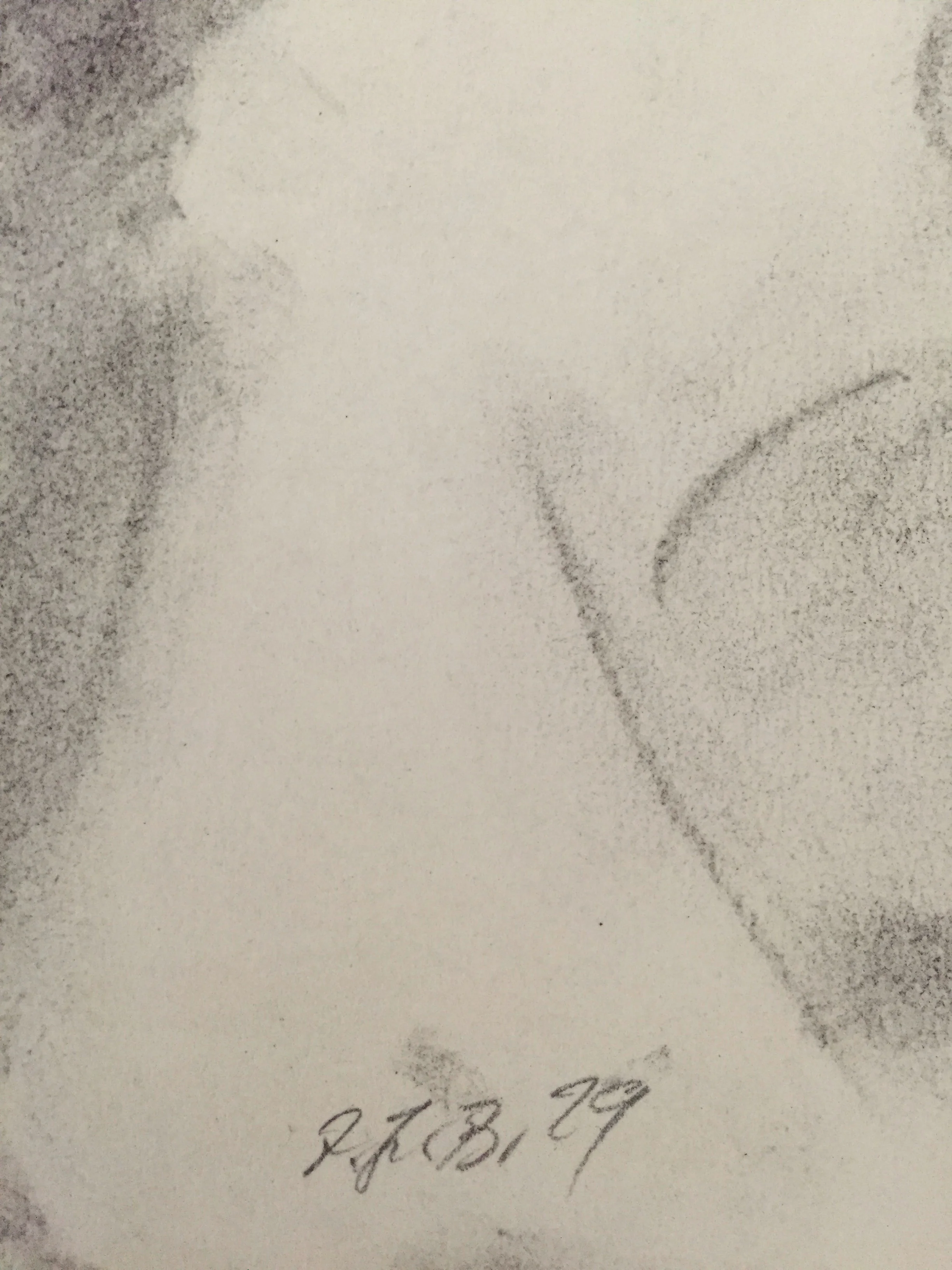 1970's Charcoal Female Nude With Ponytail Frank J. Bette