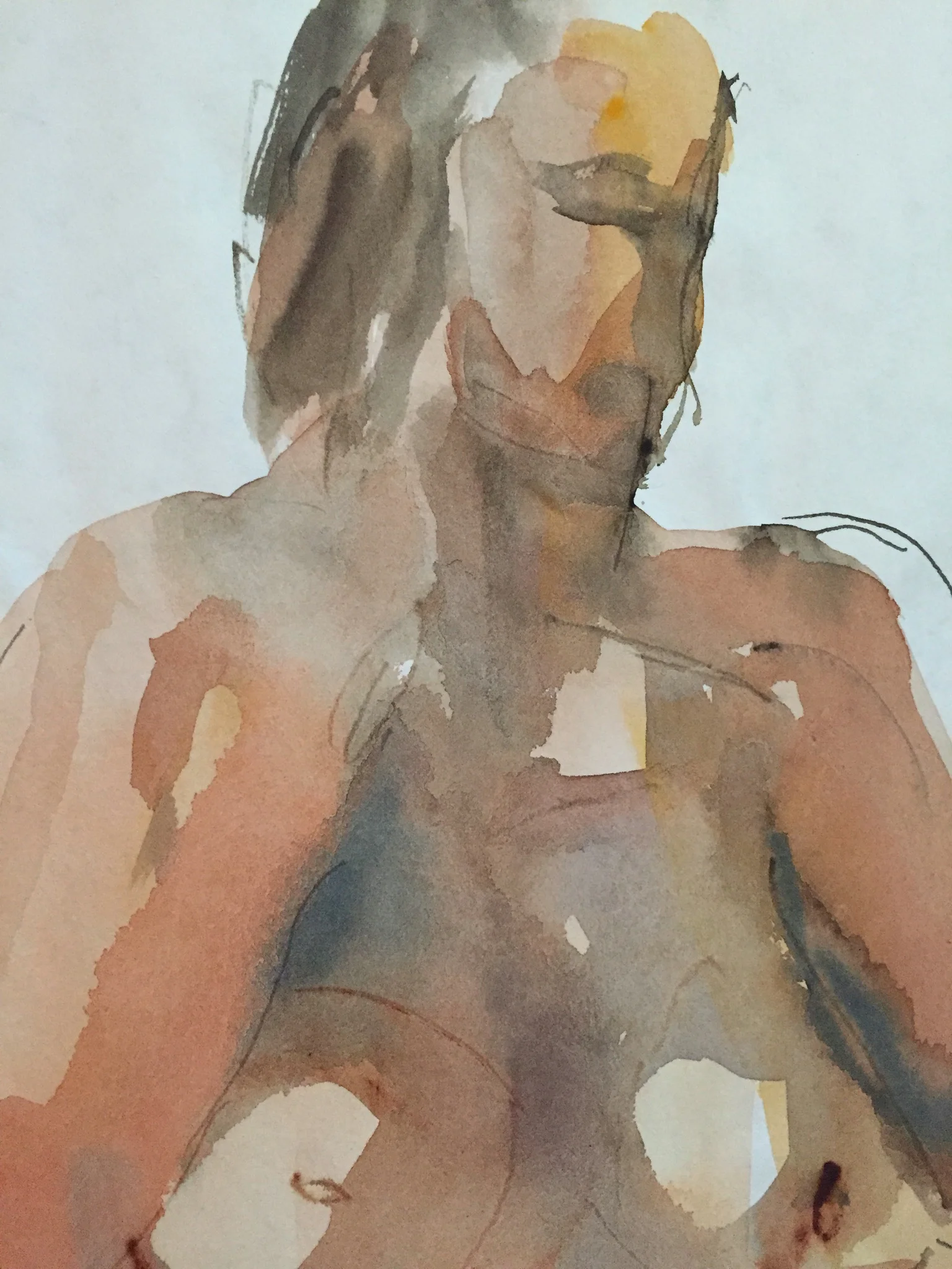 Thelma Moody 1970's Watercolor Standing Female Nude
