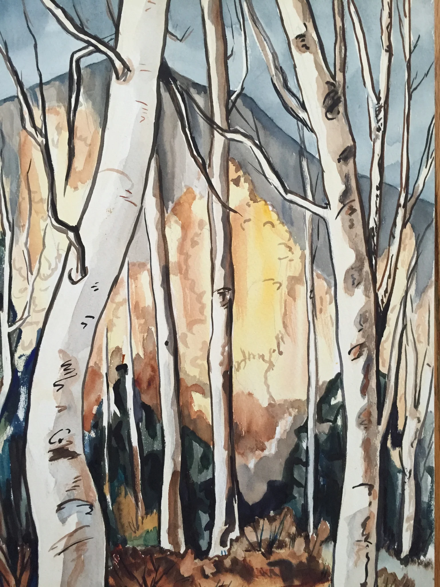 1950's Gouache Winter Trees Thelma Moody