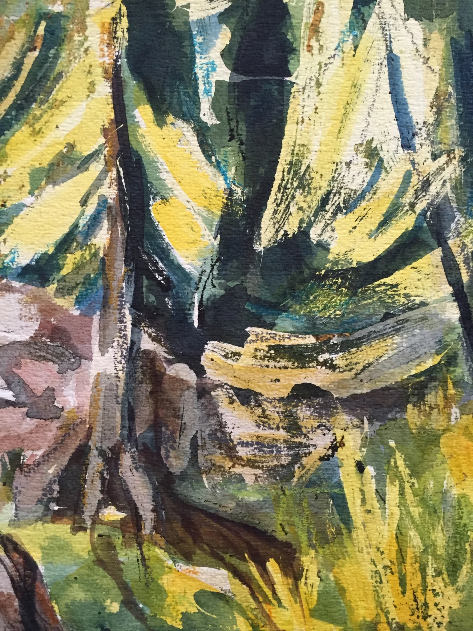 1950's Mid Century Gouache Abstract Landscape Thelma Moody