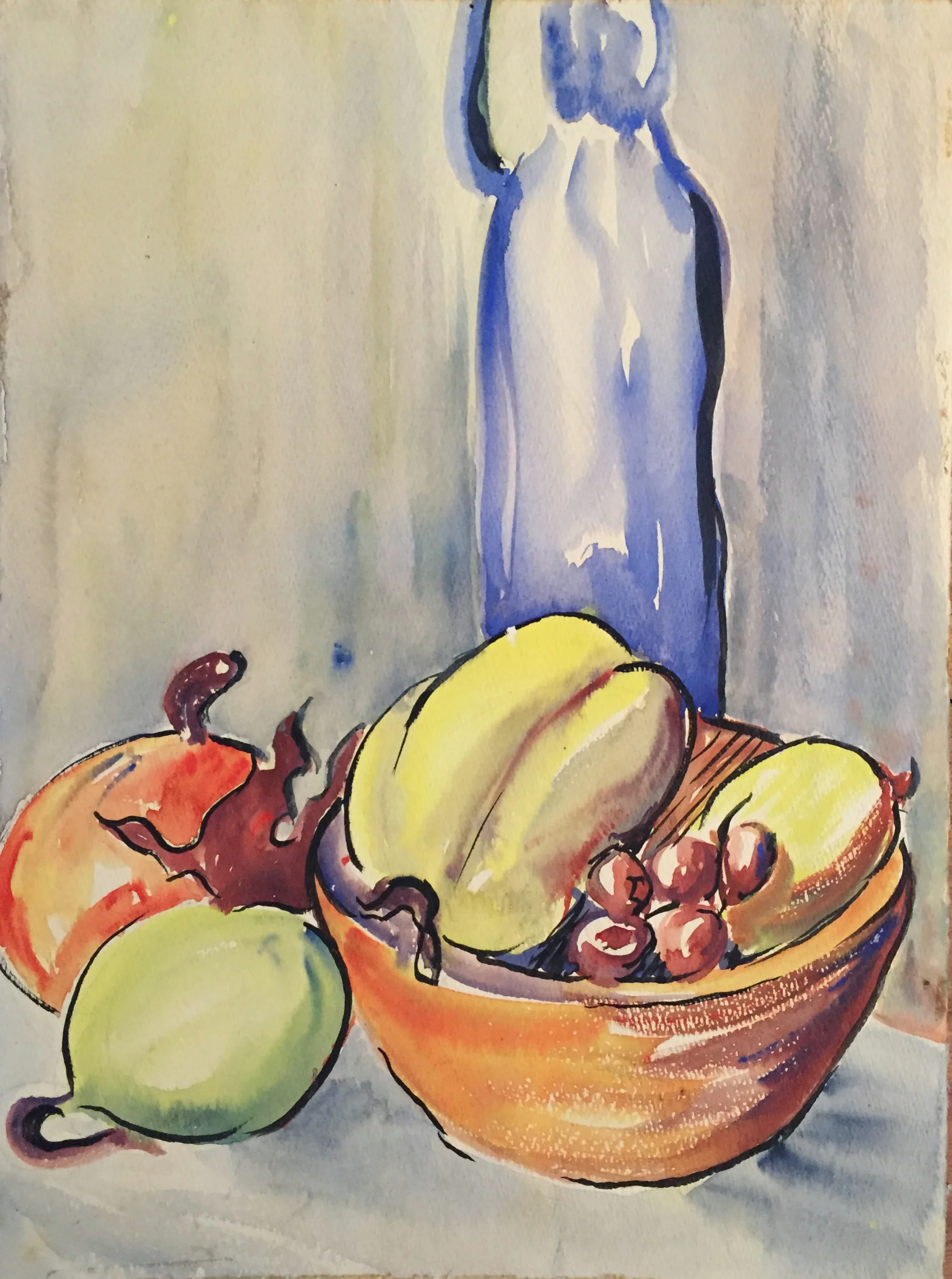 1940-1950's Attr. Jerry Opper Mid Century Watercolor Still Life