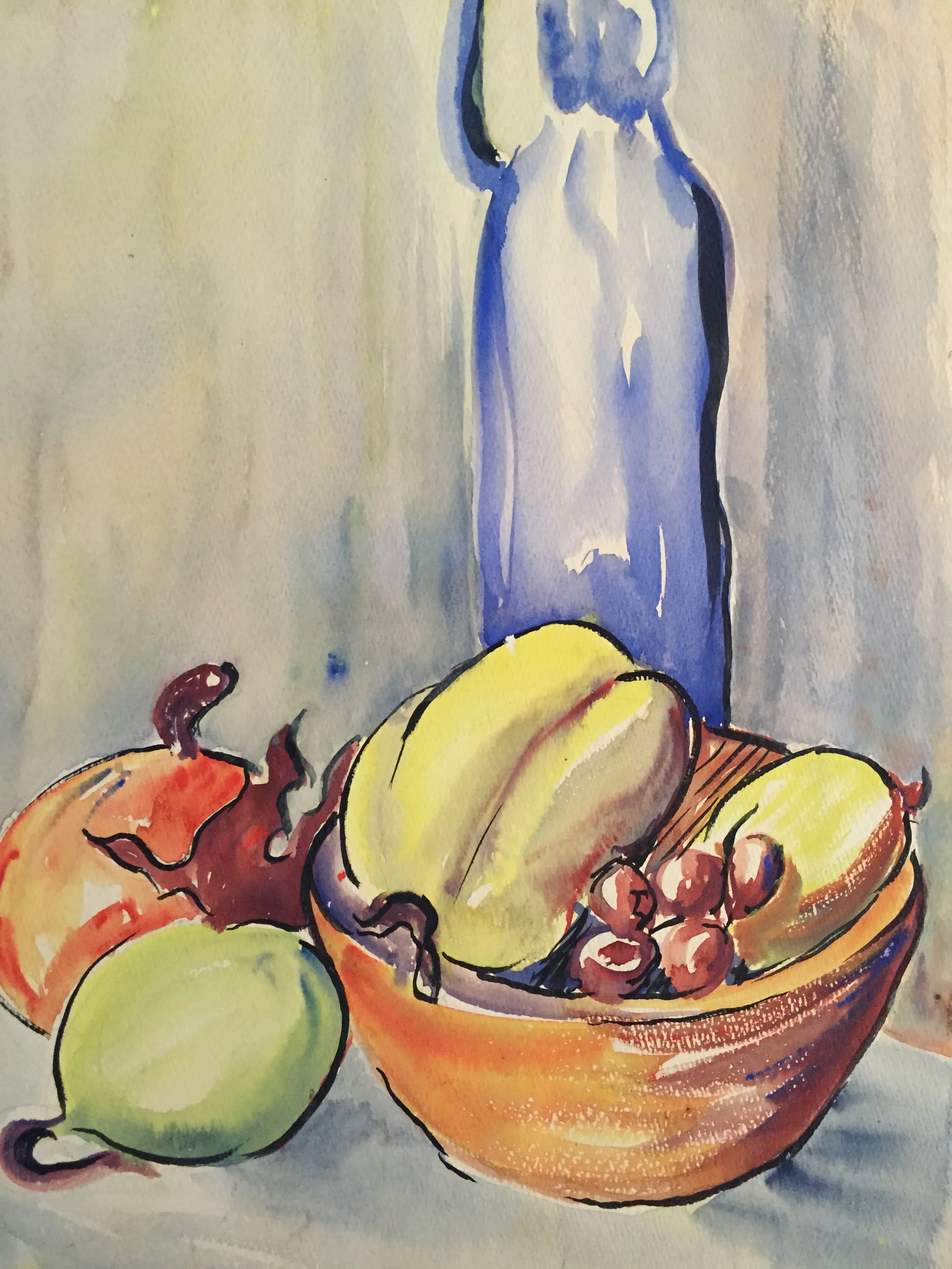 1940-1950's Attr. Jerry Opper Mid Century Watercolor Still Life