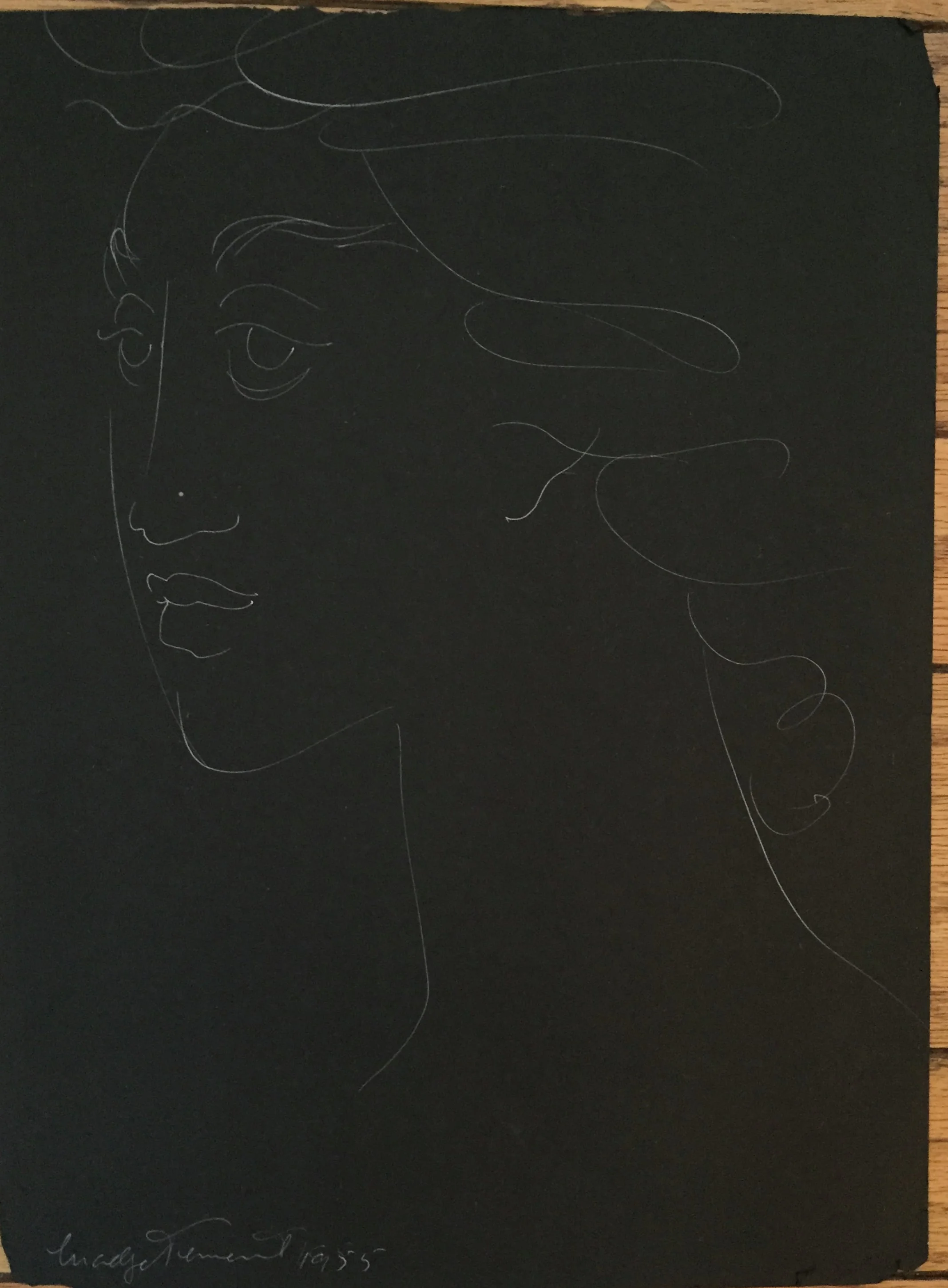 1955 Madge Tennent Hawaiian Woman Original Drawing