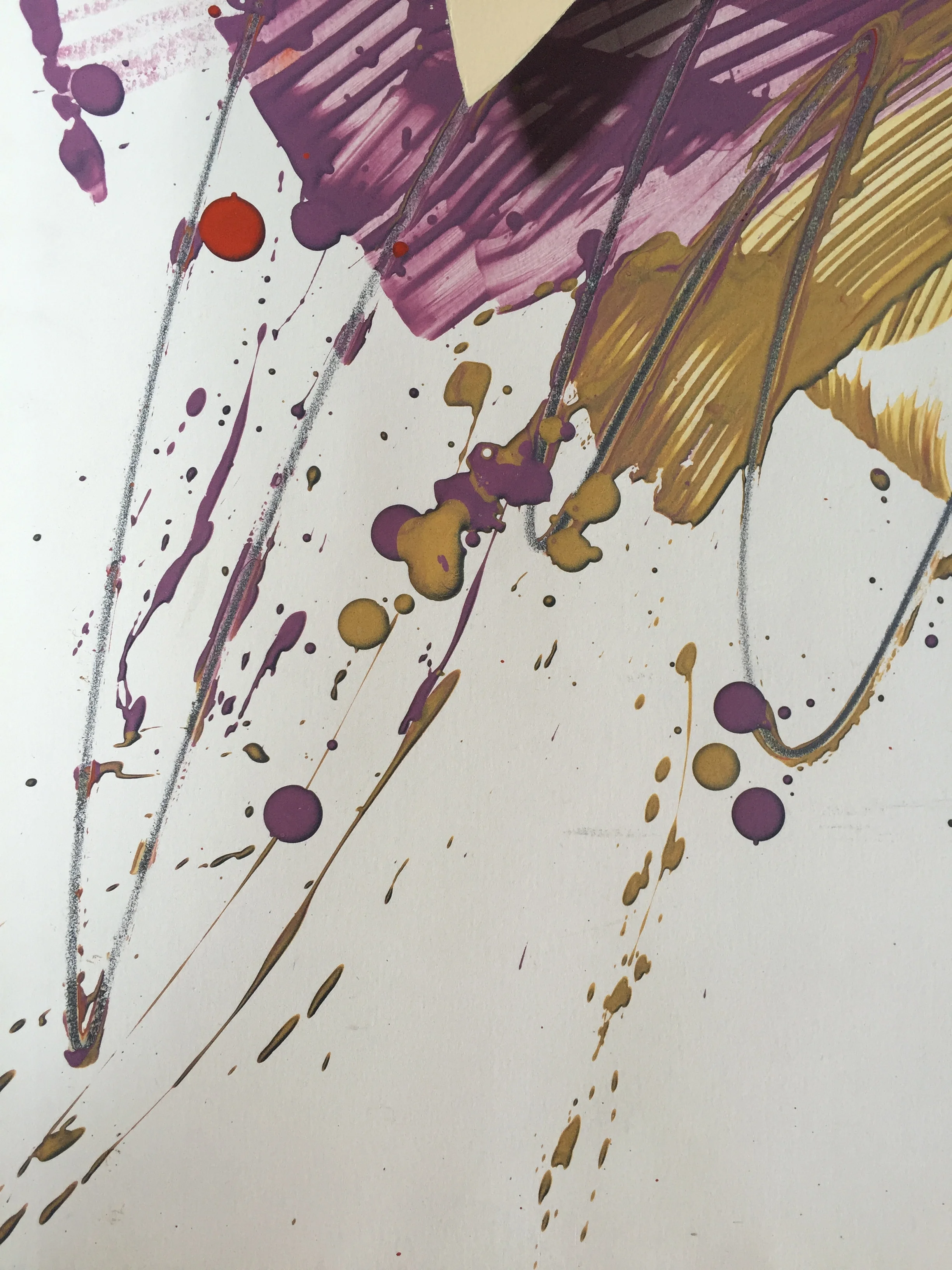 1980's Mixed Media abstract silkscreen and charcoal