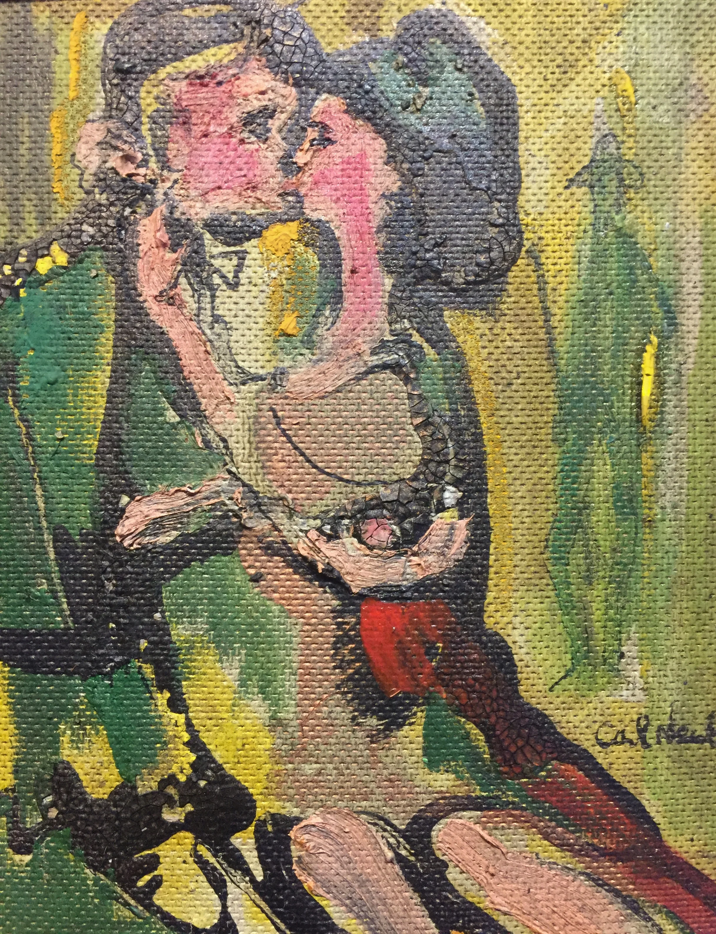 Mid Century Two Lovers Painting 1965
