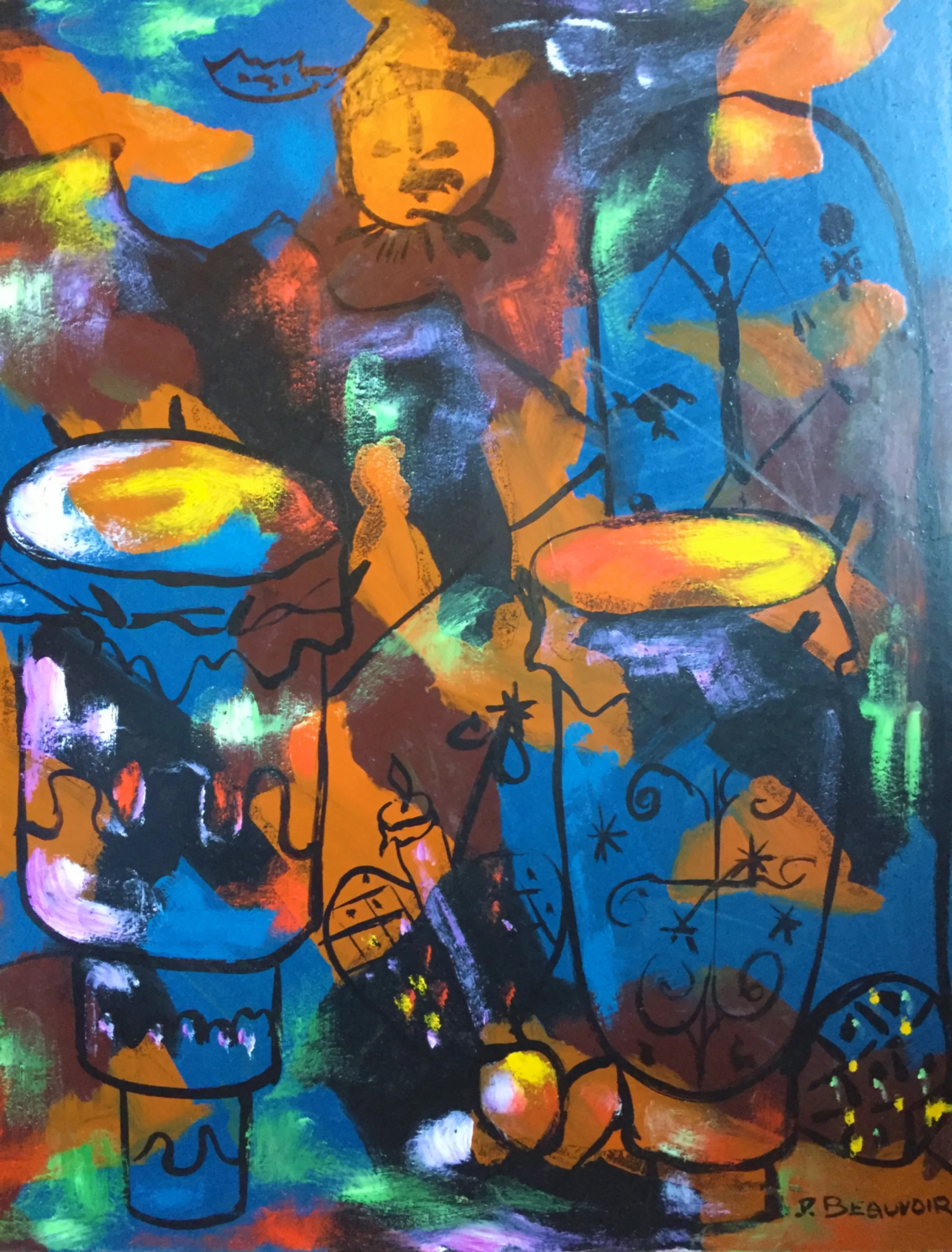 1950s Paul Beauvoir Abstract Expressionism Painting