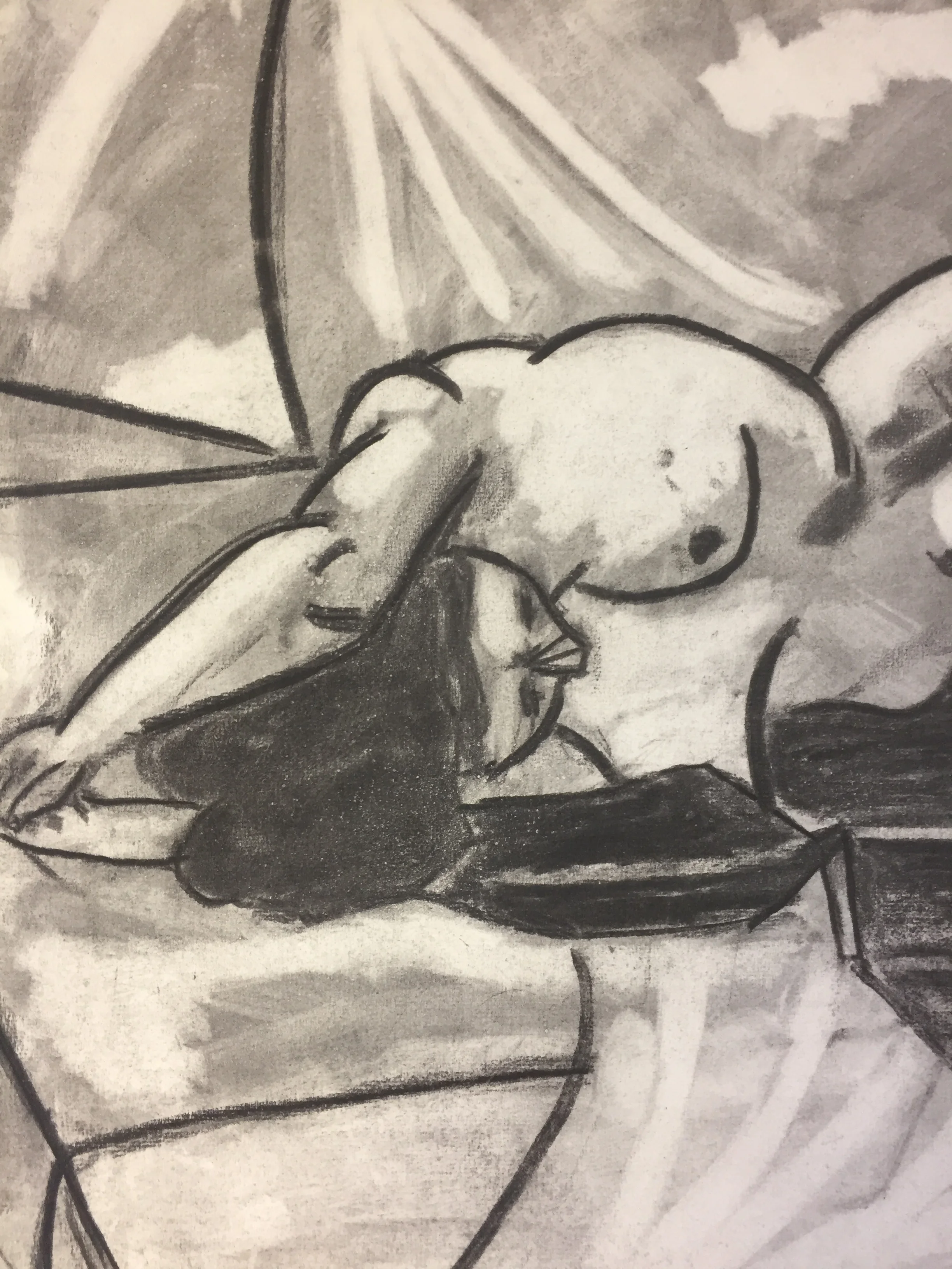 1950s Charcoal Female Nude Study Henry Woon