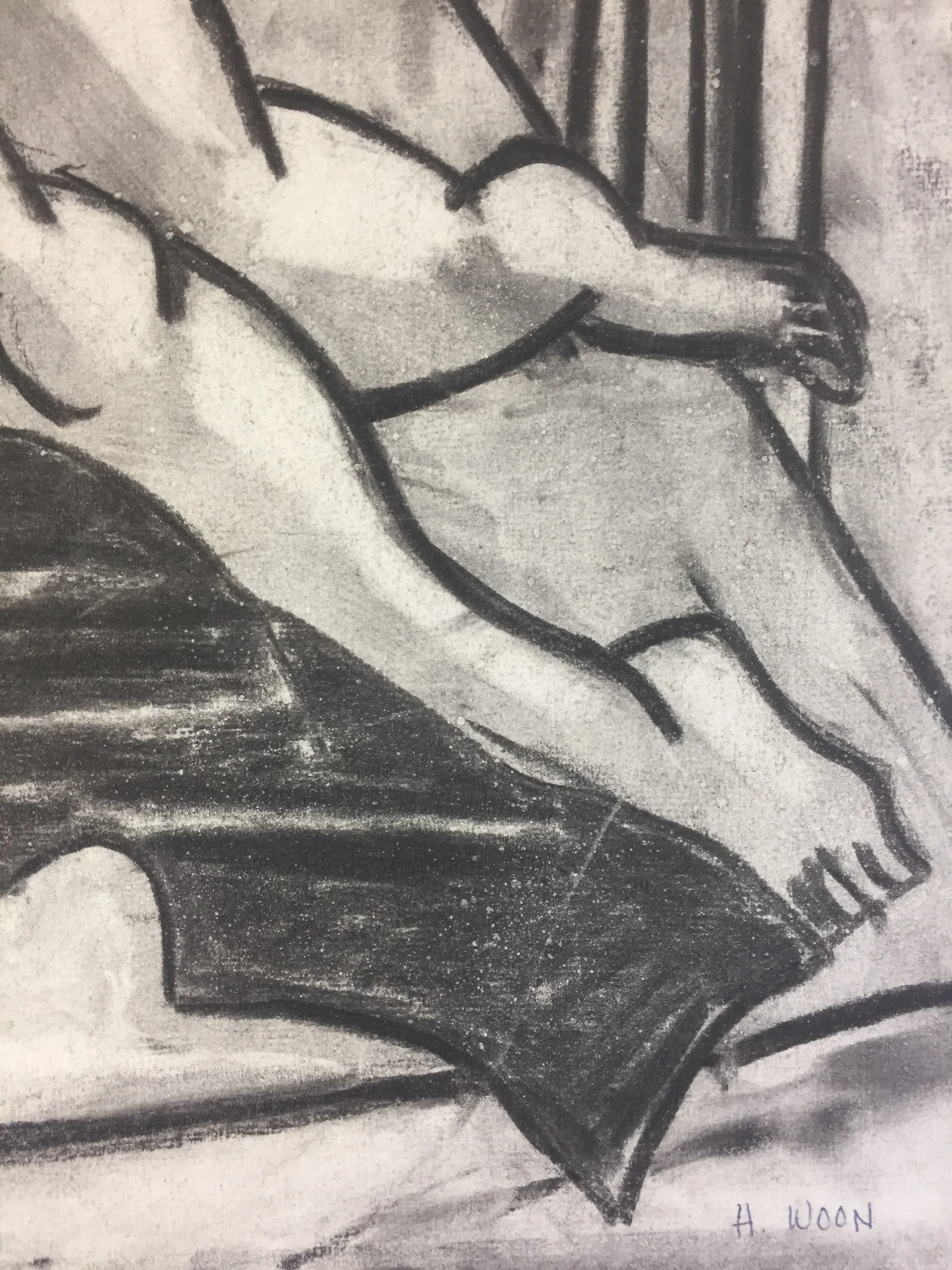 1950s Charcoal Female Nude Study Henry Woon