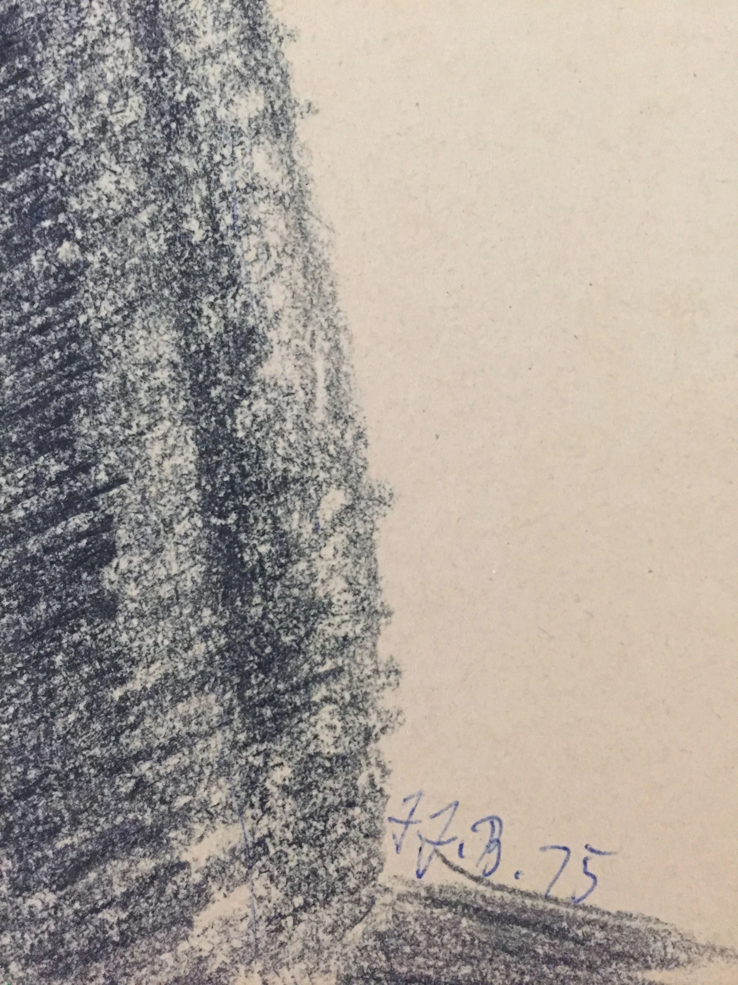 1970's Charcoal Nude Female With Afro Frank J. Bette