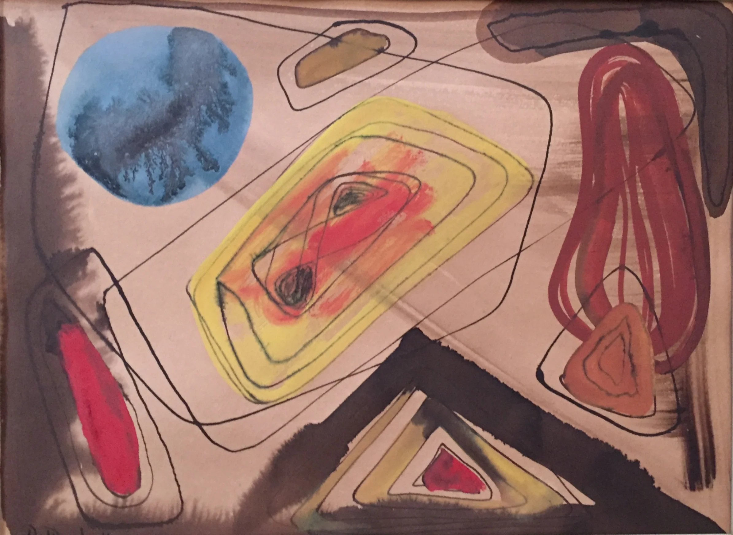 Shapes in Space 1946 Mixed Media Abstract