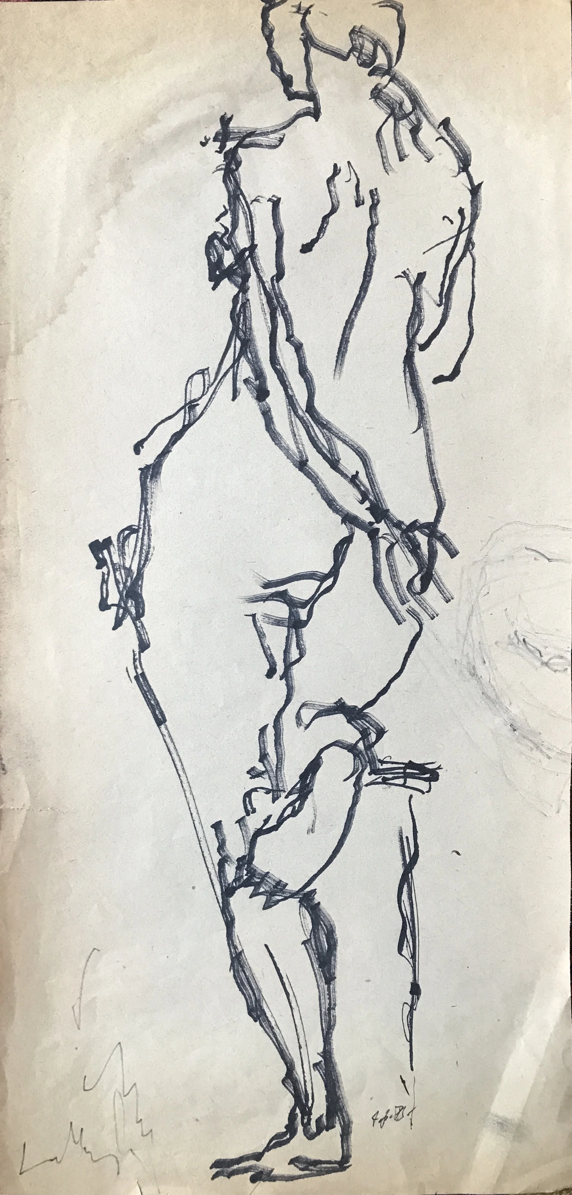 Mid Century Contour Nude in Ink