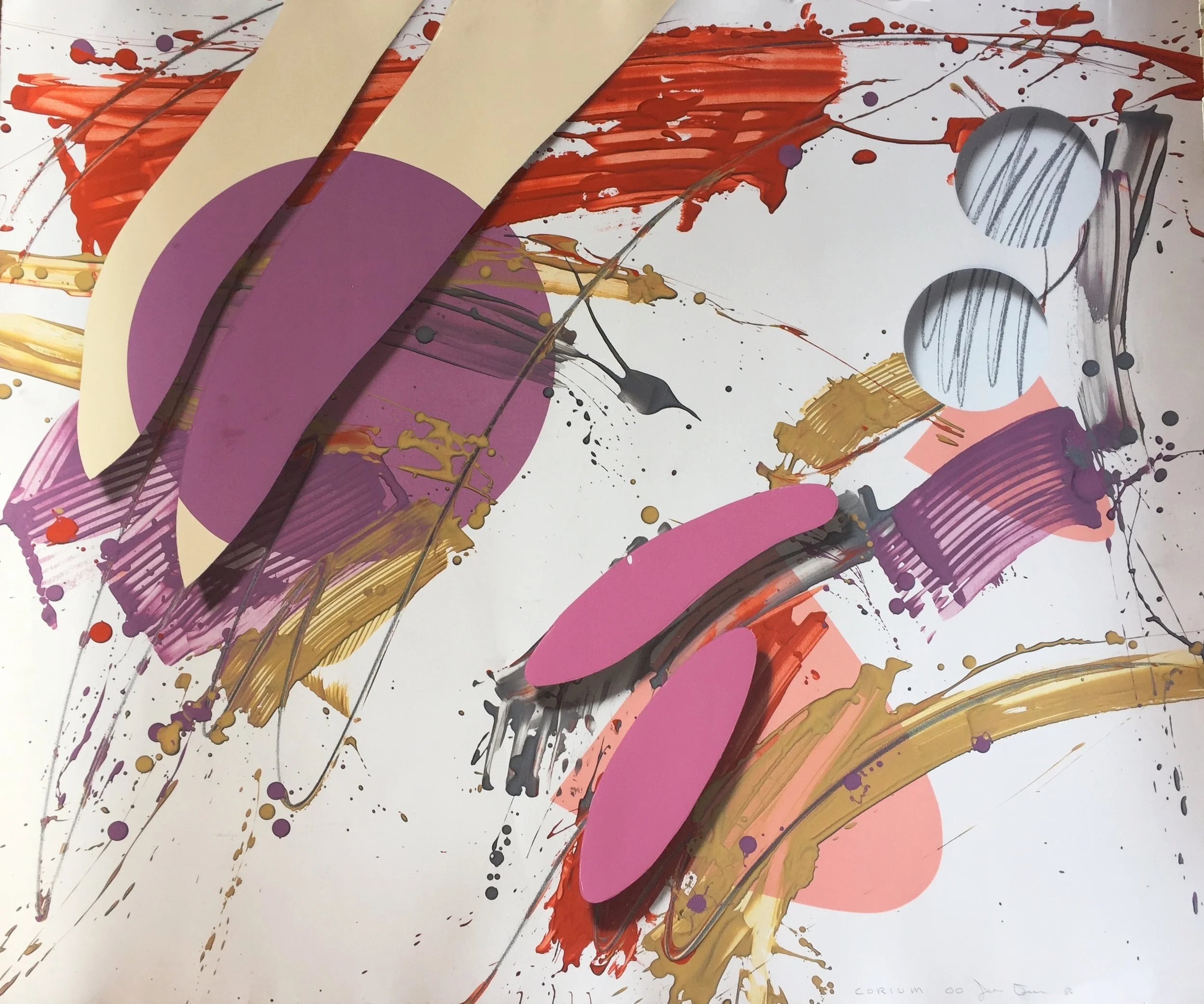 1980's Mixed Media abstract silkscreen and charcoal