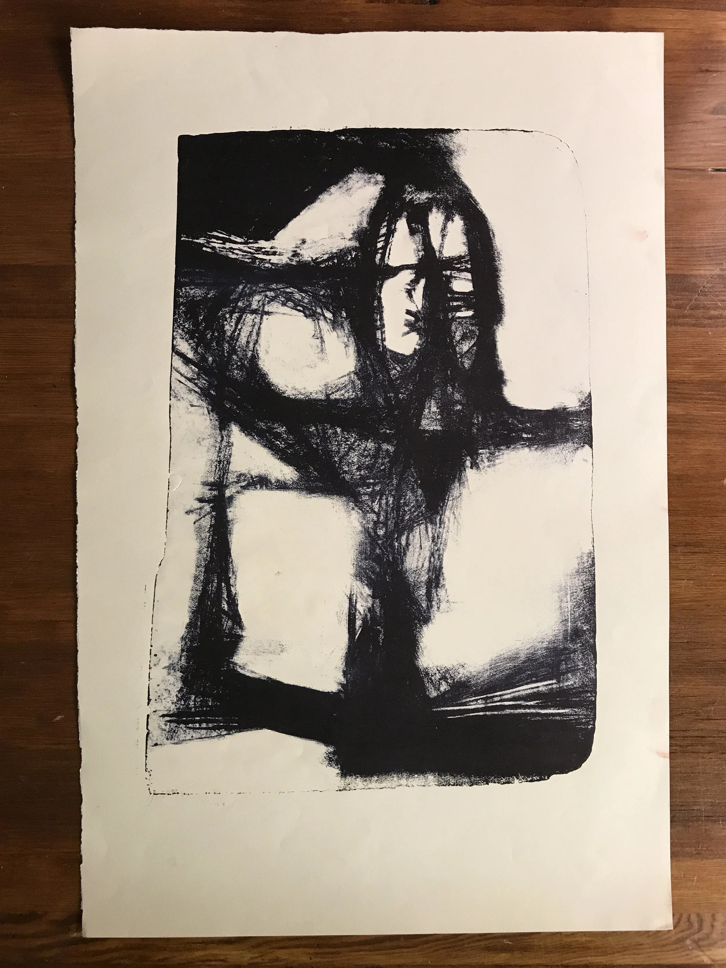 Abstract Stone Lithograph Print Bay Area Artist
