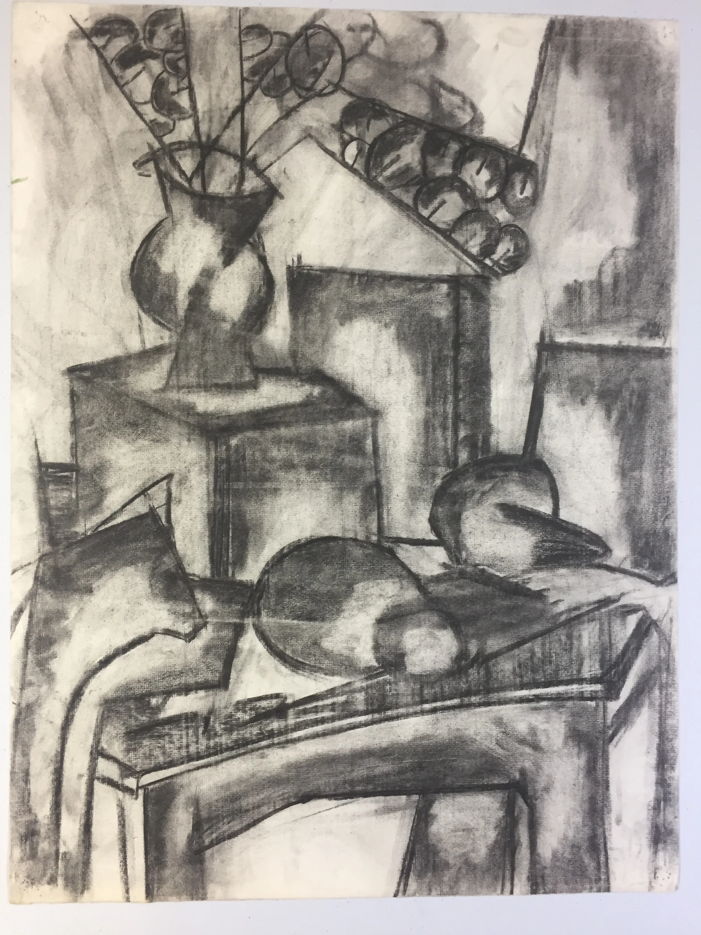 Henry Woon 1950's Charcoal Still Life