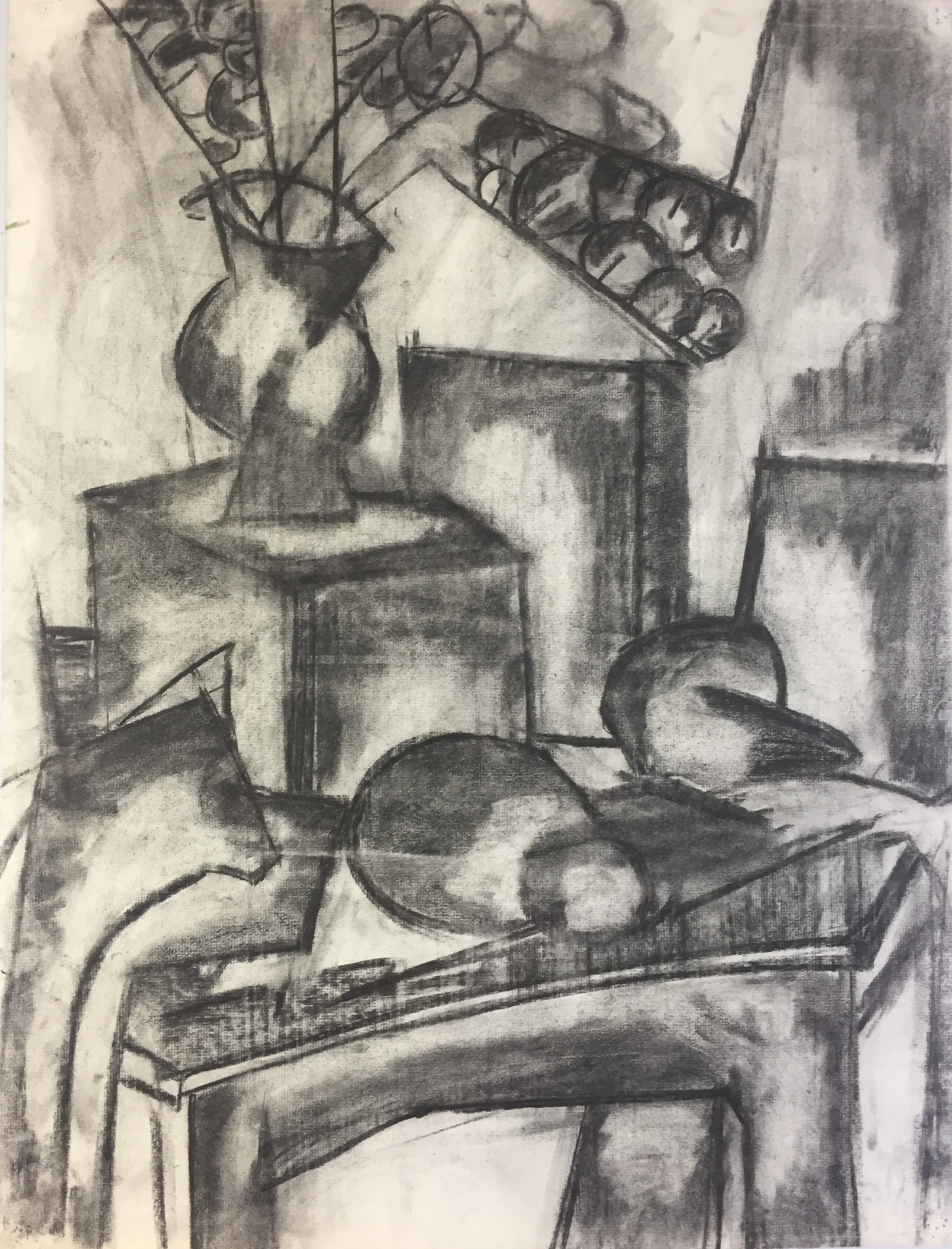 Henry Woon 1950's Charcoal Still Life