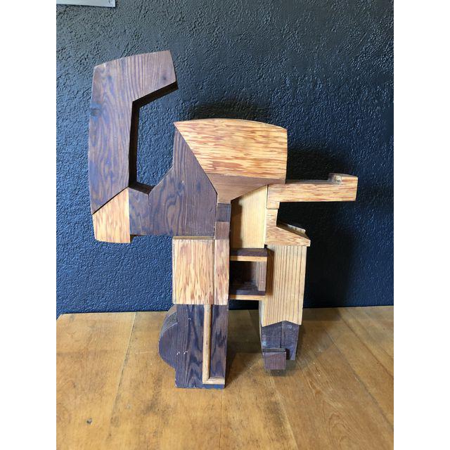 1960s Brutalist Wood Figurative Sculpture Mid Century