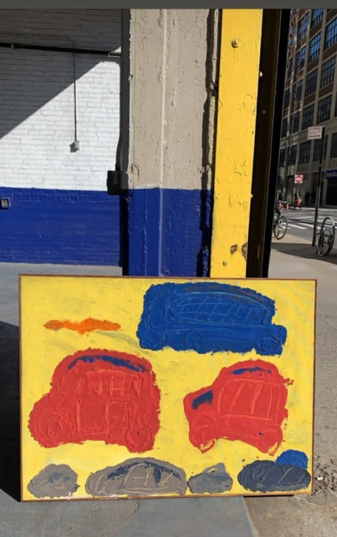 Sylvia Rutkoff "Traffic" (1950s) Oil paint, sand on masonite 48" x 36"