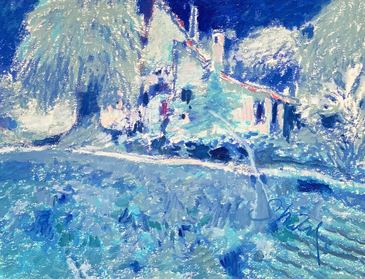 December 21

The sun begins to return to us. My children will be home tomorrow. 

Bill Shields
"Blue Day"
1987
Oil pastel on paper
8"x11.5"
DM for inquiries