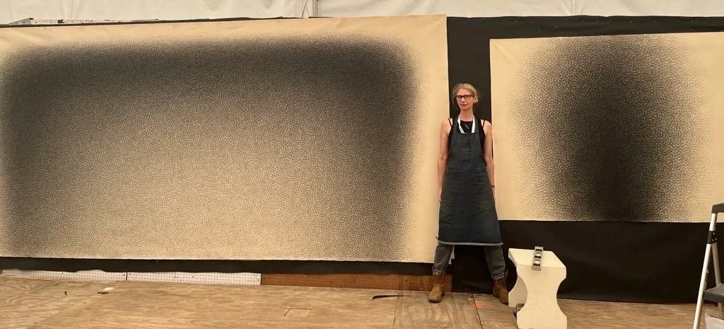 Jack Scott "Light Black Blur #2" (1978) & "Black Rest" (1977) Charcoal on canvas