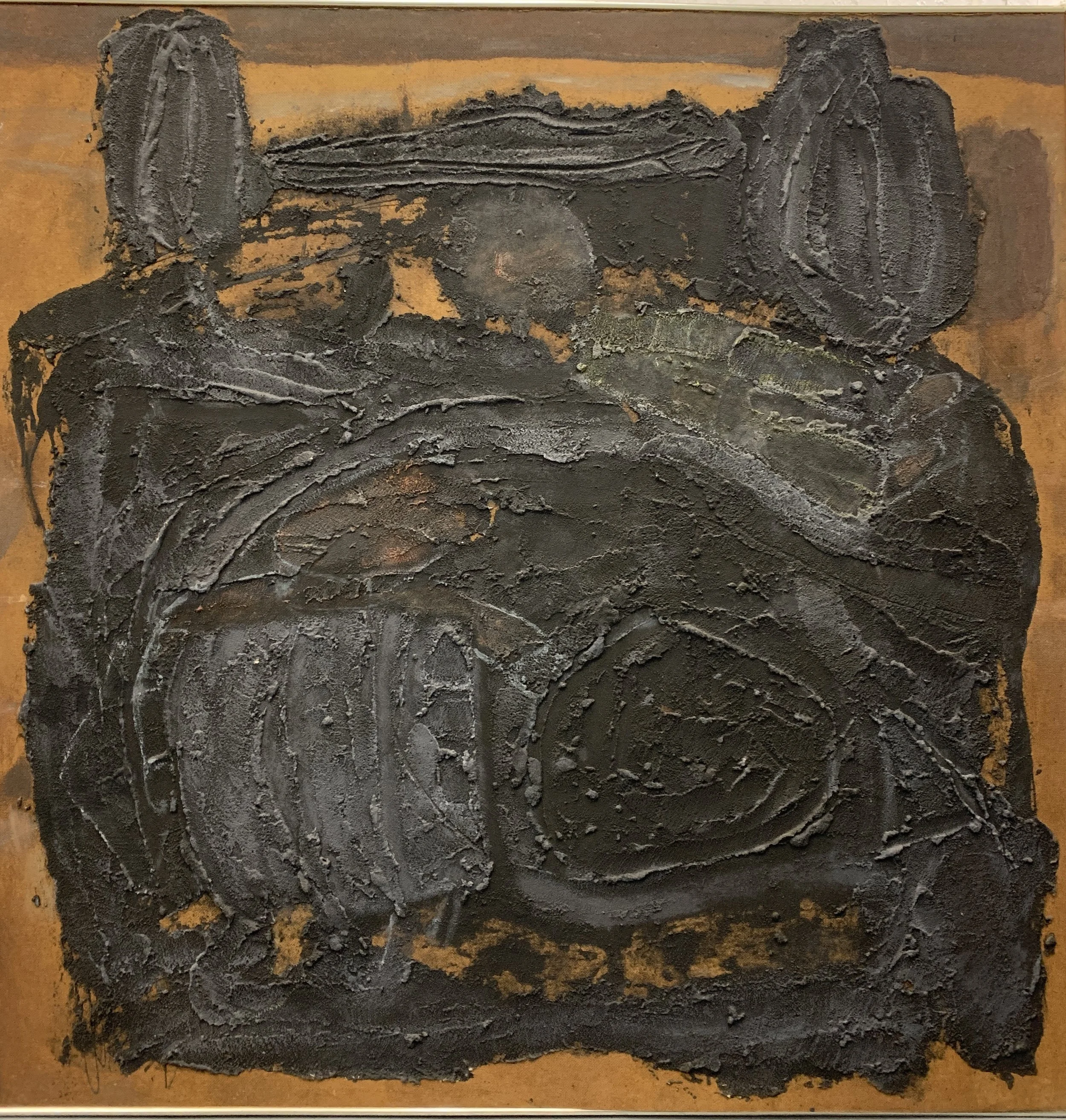 Sylvia Rutkoff "Vietnam" (1960s) Oil paint and sand on masonite 48" x48" 