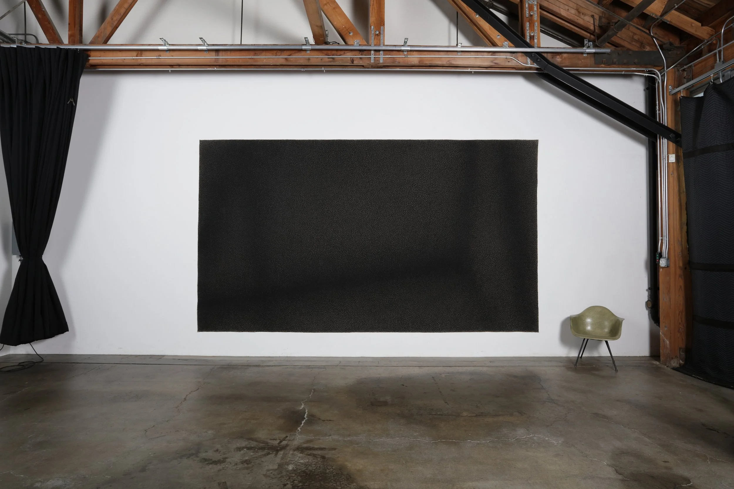 Jack Scott, "Black Out", (1978) Charcoal on canvas, 102" x 204" 
p/c: Mark Serr