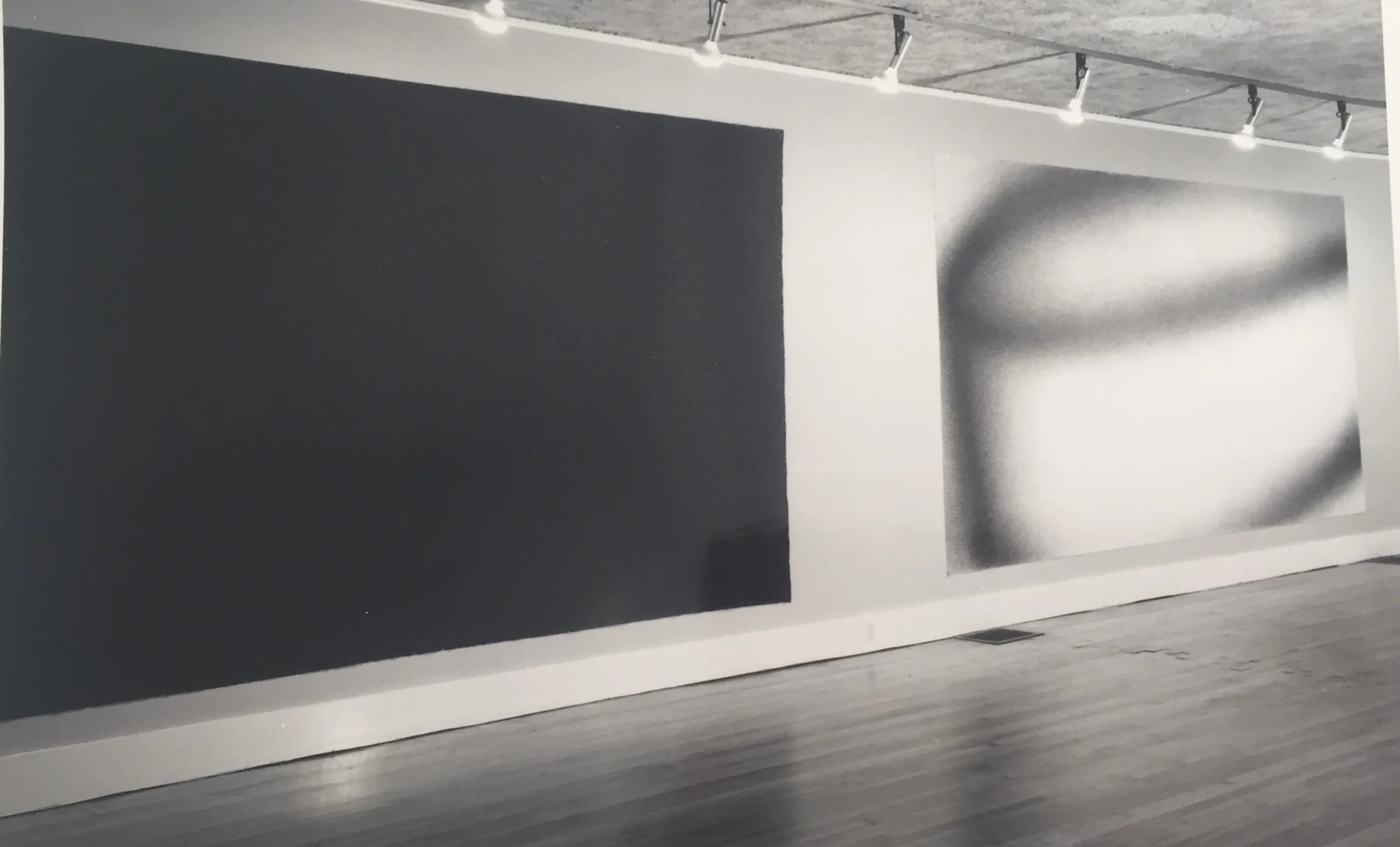 Jack Scott, "Dark Horse" (1978) & "Long Shot" (1978) Charcoal on canvas