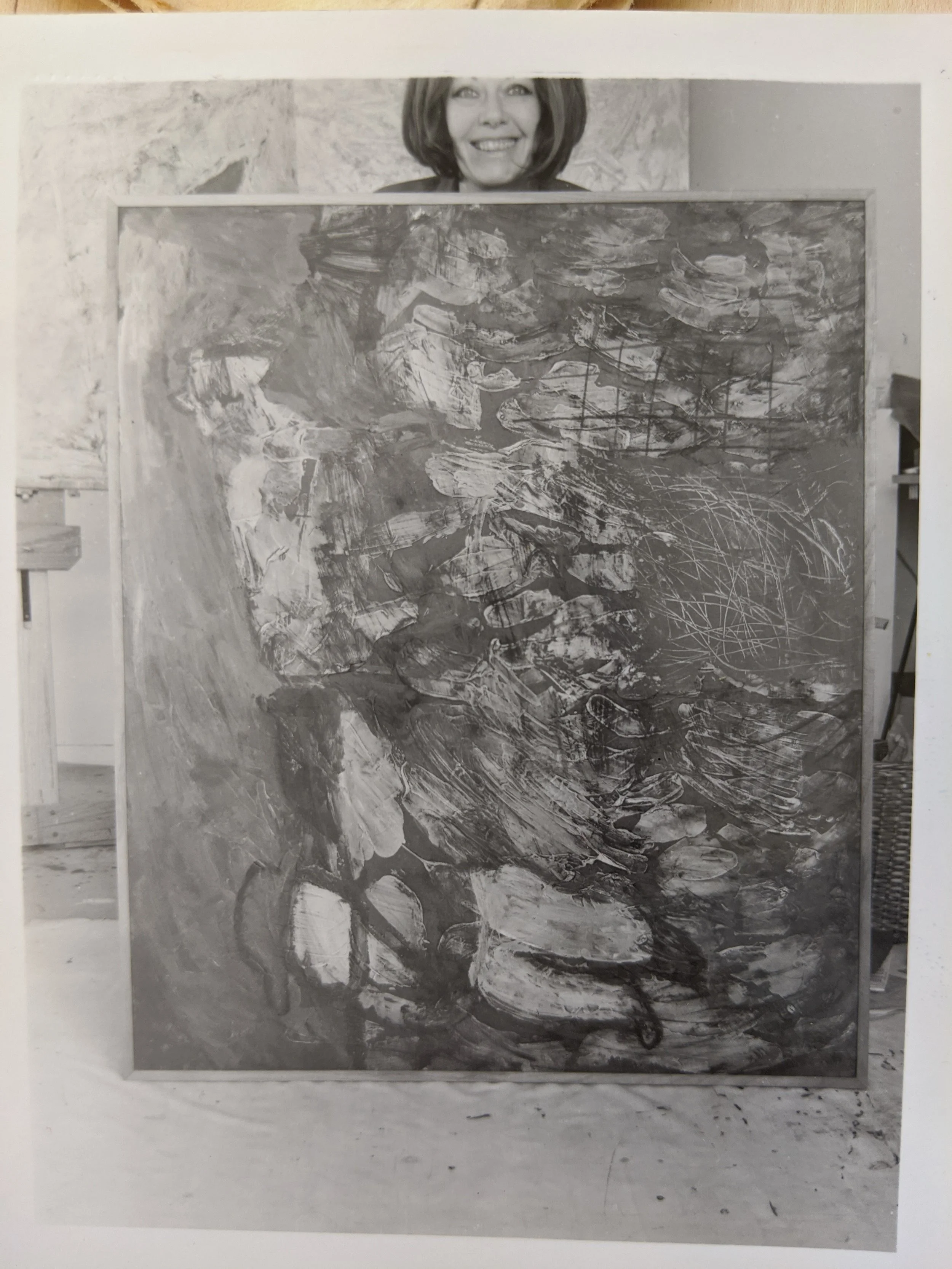 Sylvia Rutkoff with the painting “The Cowboy” 1960s