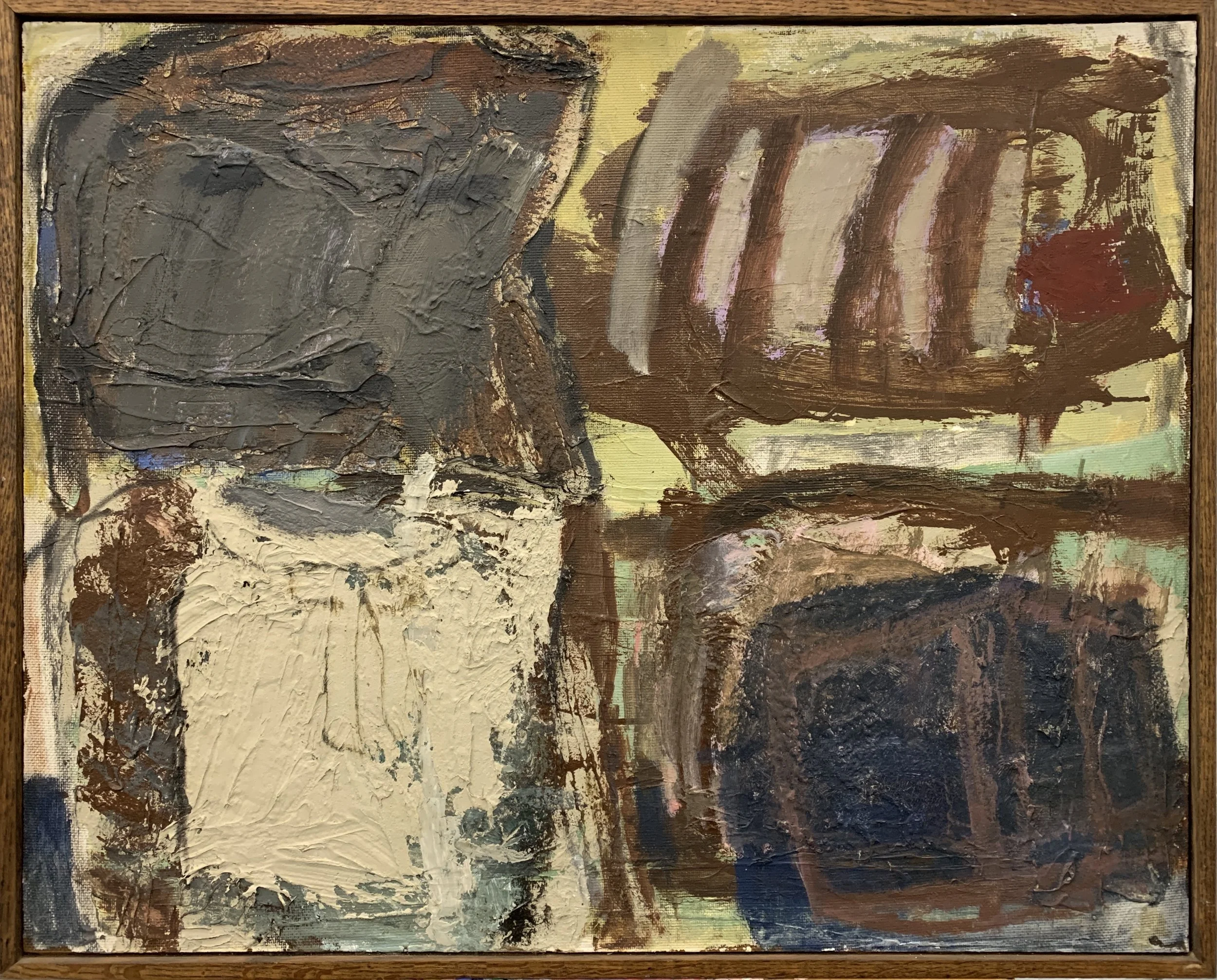 Sylvia Rutkoff (1919-2011) sr2-1 c.1950s “Girl with Doll” Impasto oil paint on Masonite