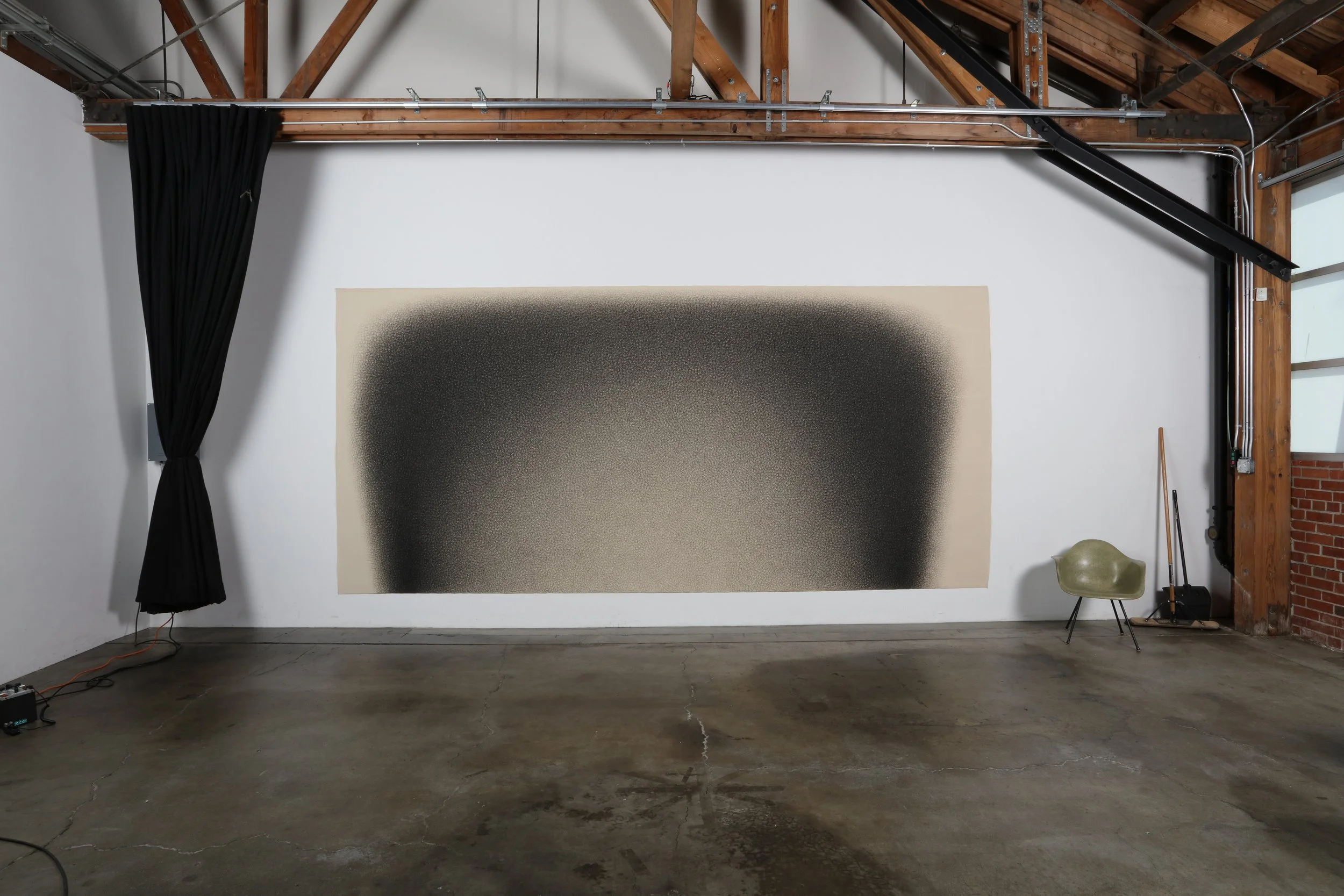 Jack Scott, "Re-Entry" (1976) Charcoal on canvas, 102" x 204"
 
p/c: Mark Serr