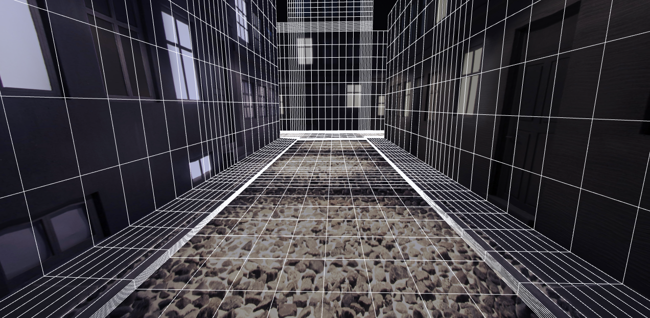Camera mapping was used to project the photos onto 3D surfaces.
