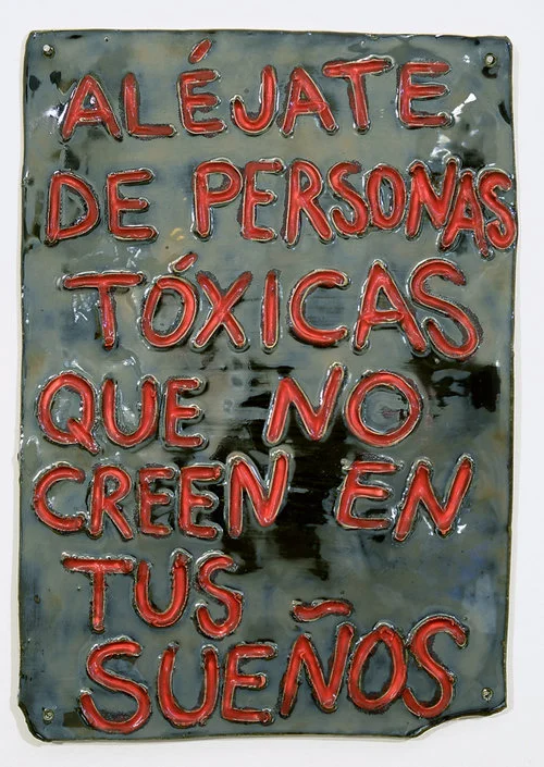 For Tatiana & Domingo in lipstick and on mirror (take distance from toxic people who don’t believe in your dreams), 2018