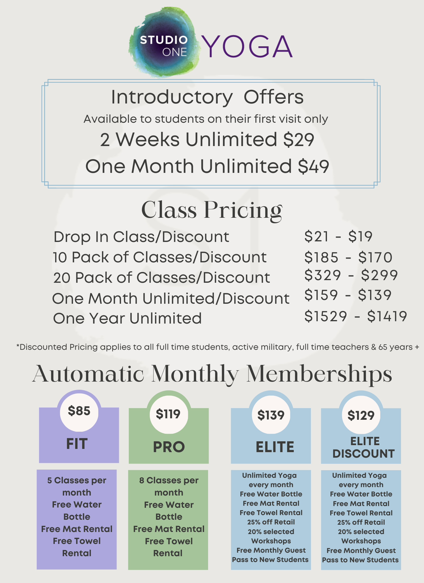 Class Pricing Studio One Yoga class-pricing-studio-one-yoga